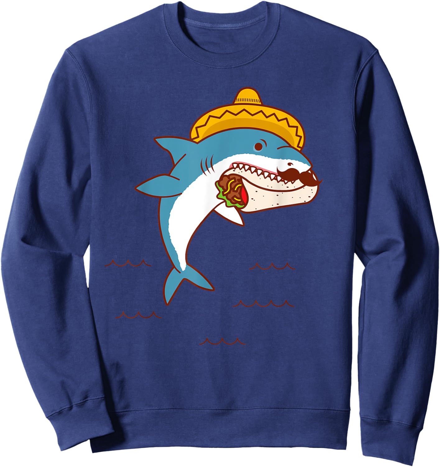 Mexican Shark Eating Burrito Sweatshirt - Sweatshirt | Navy