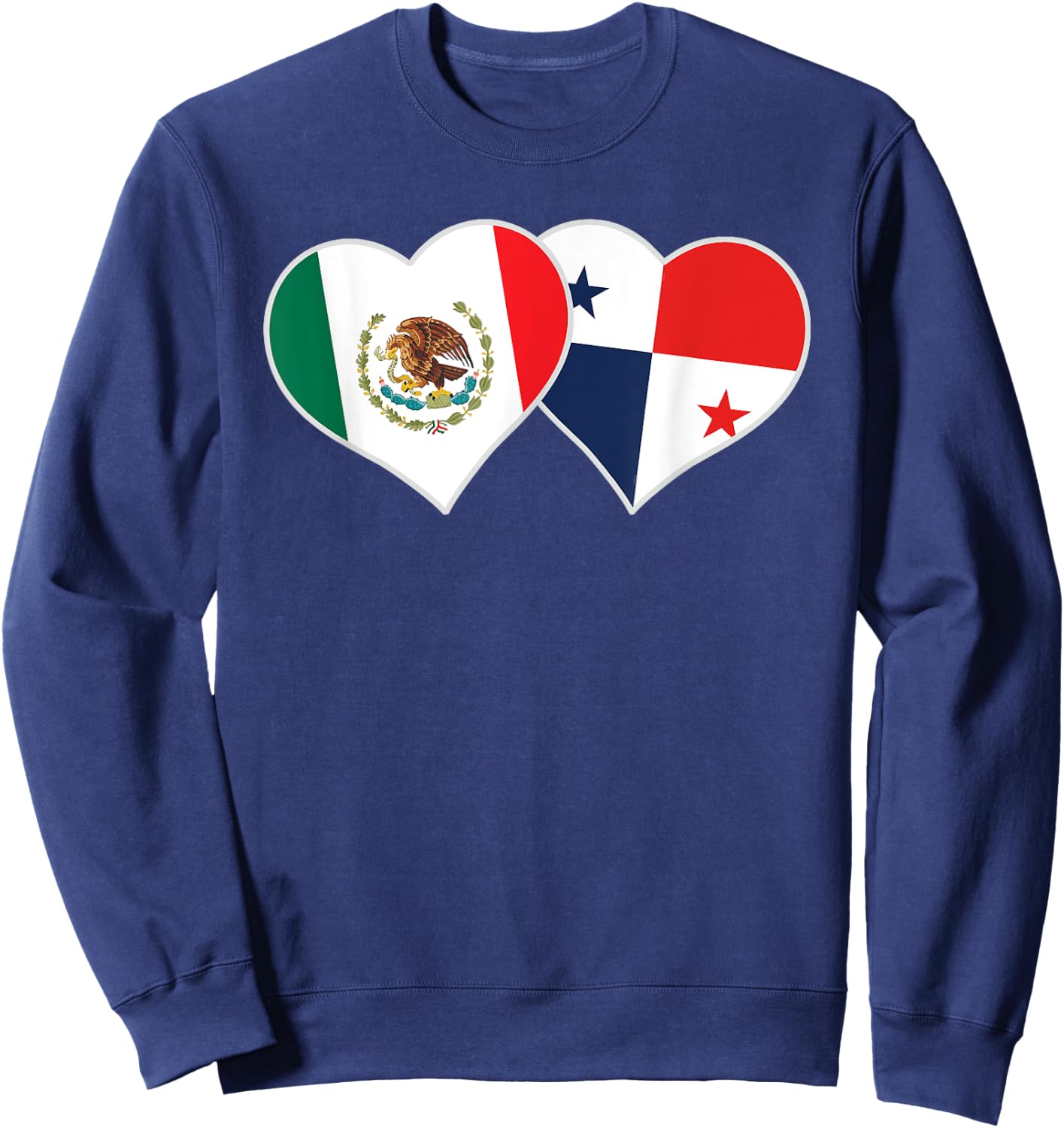Mexican Panamanian Flag Heart Mexico Panama Sweatshirt - Sweatshirt | Navy