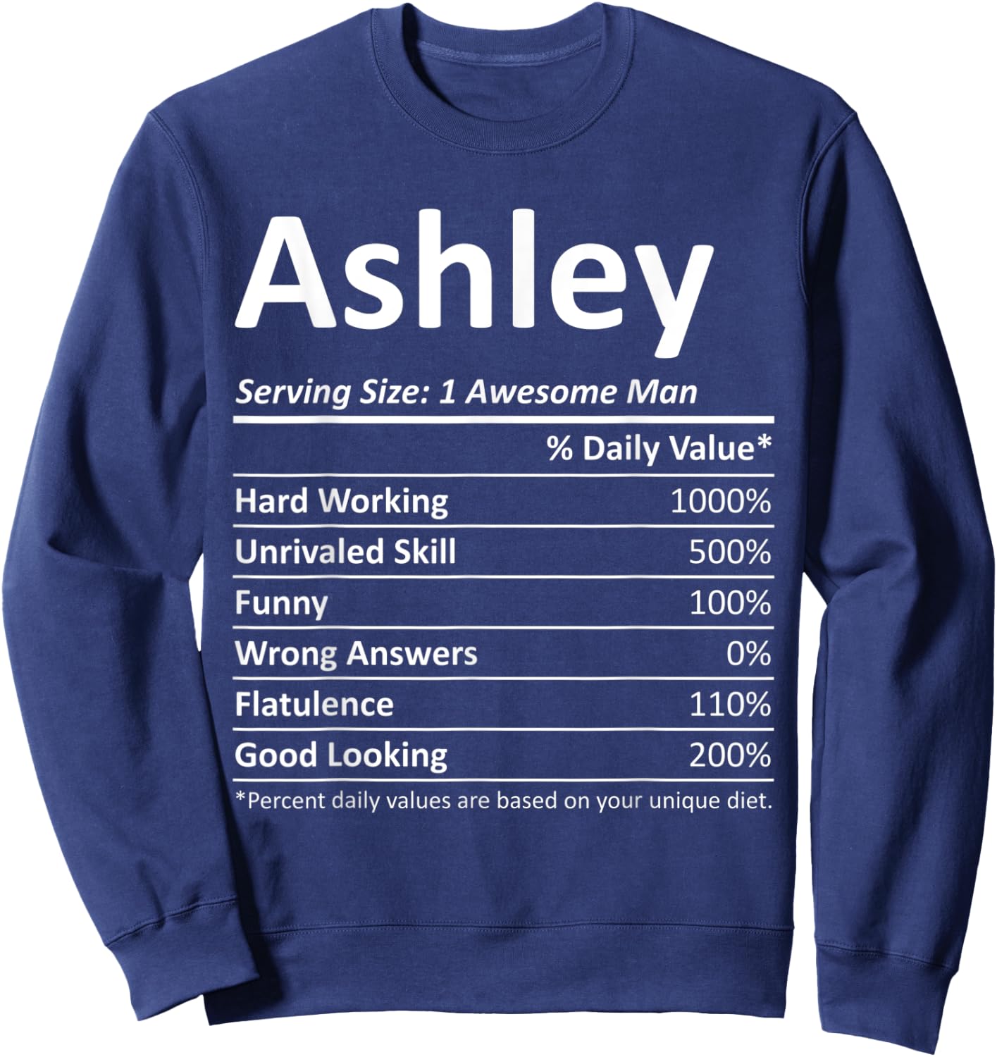 ASHLEY Nutrition Funny Birthday Personalized Name Gift Sweatshirt - Sweatshirt | Navy