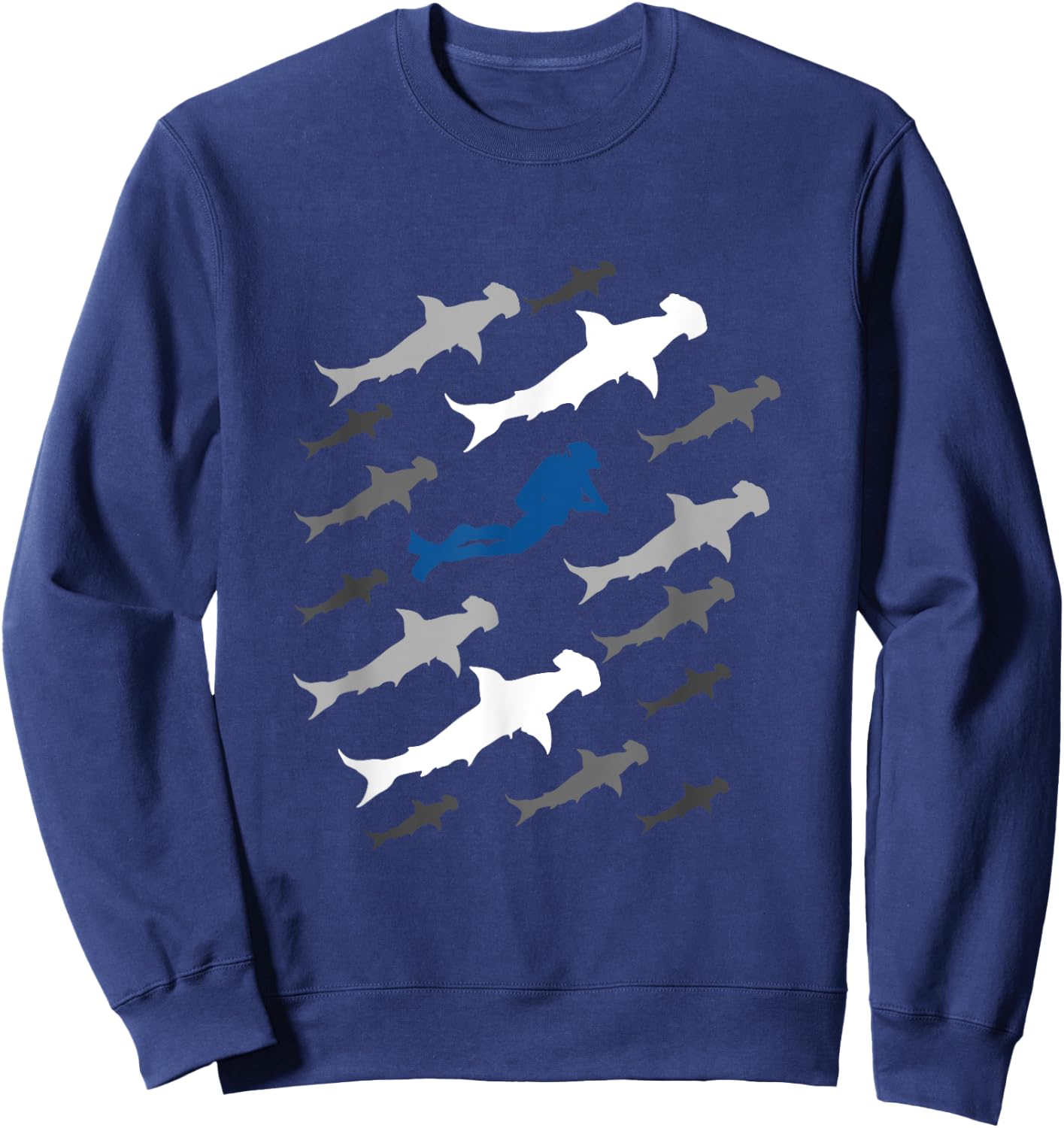 Scuba Diver and Hammerhead Shark for Scuba Diving Trip Dive Sweatshirt - Sweatshirt | Navy