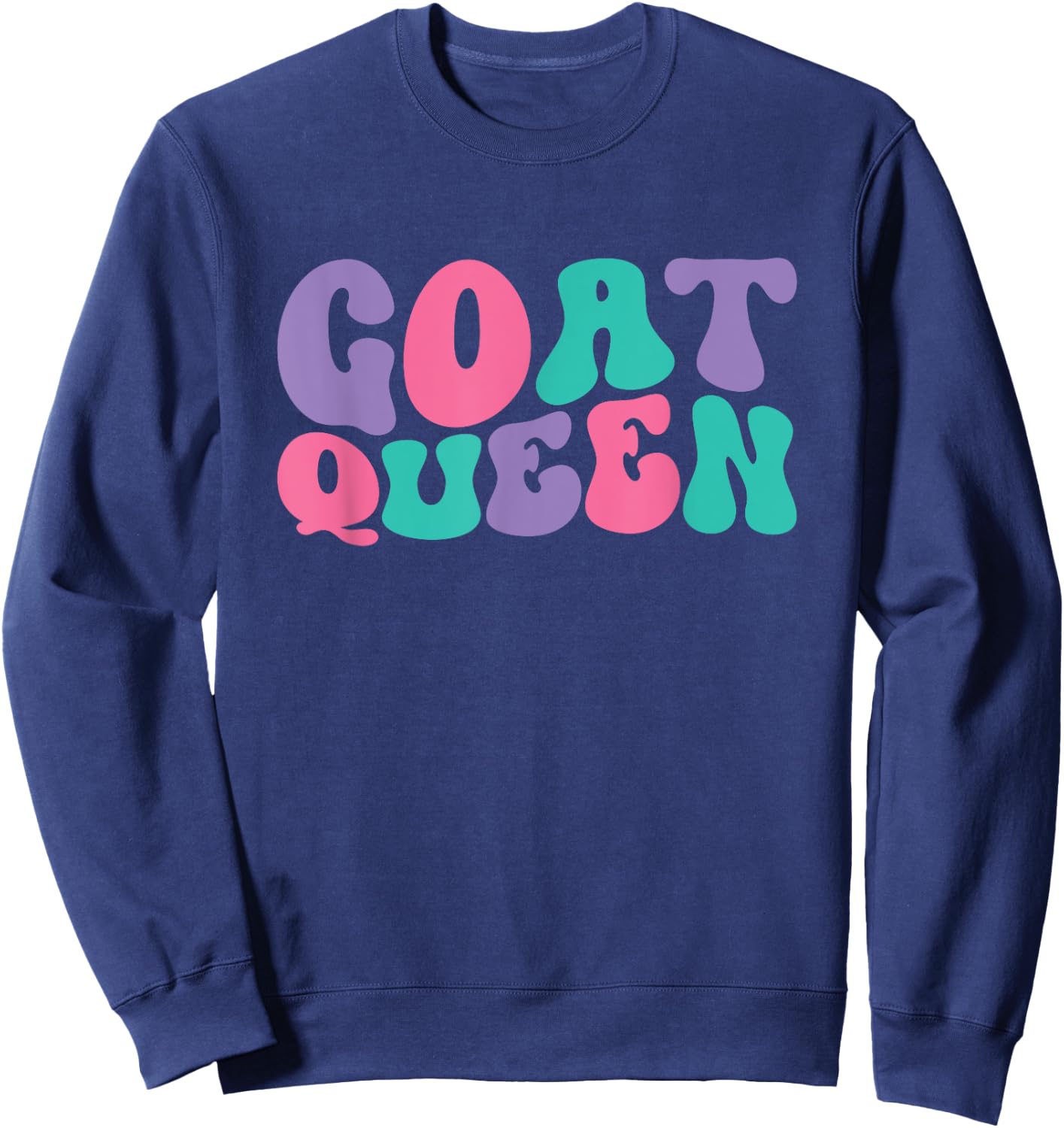 Goat Queen Goats Retro Vintage Wavy Groovy Sweatshirt - Sweatshirt | Navy