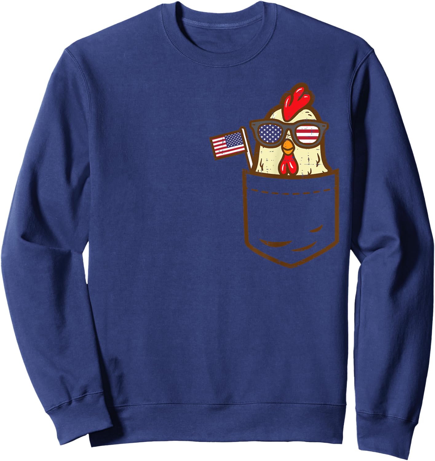Chicken Pocket Farm American Flag USA 4th Of July Animal Sweatshirt - Sweatshirt | Navy