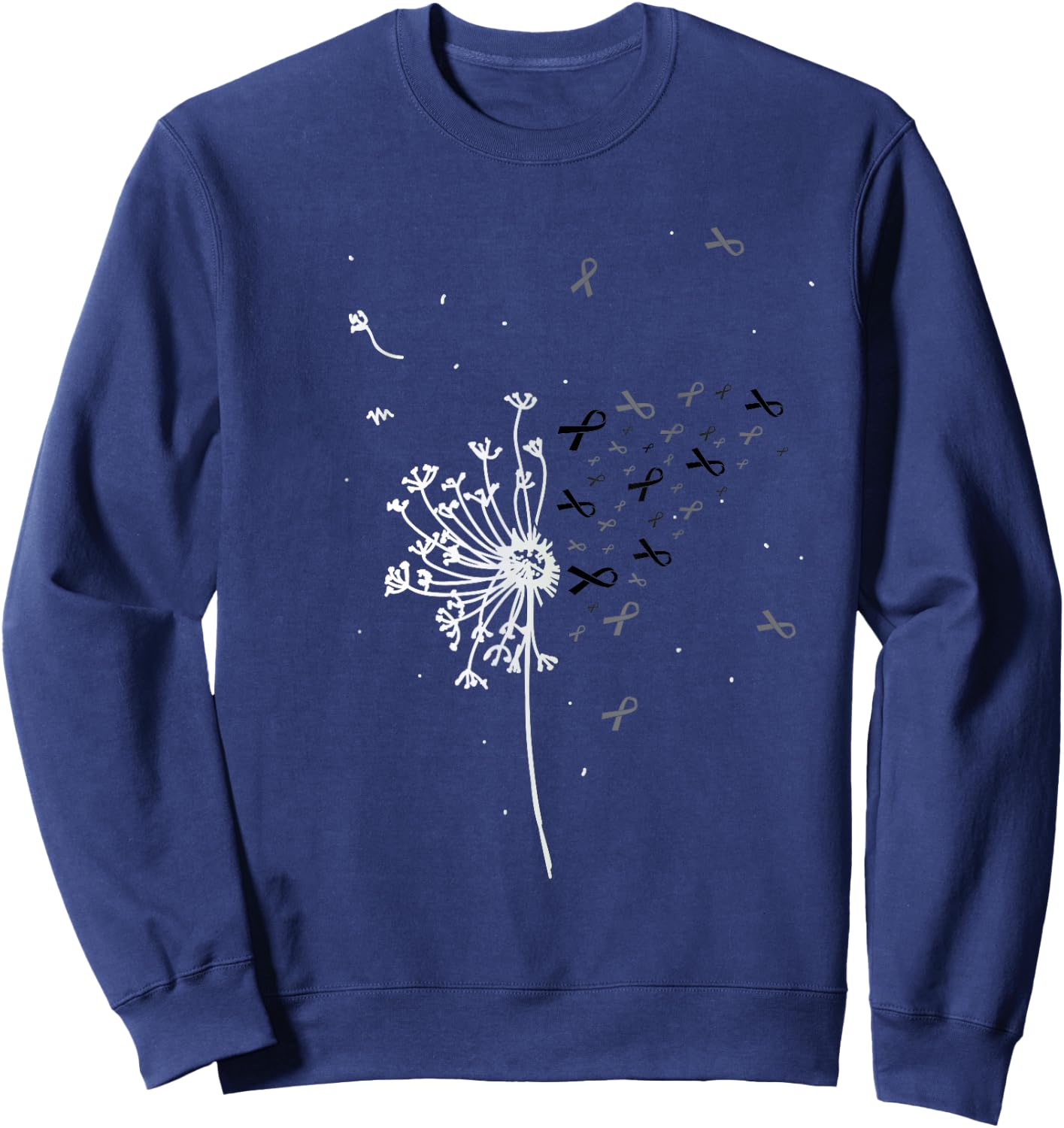 Dandelion Black Ribbon Skin Cancer Melanoma Awareness Gifts Sweatshirt - Sweatshirt | Navy