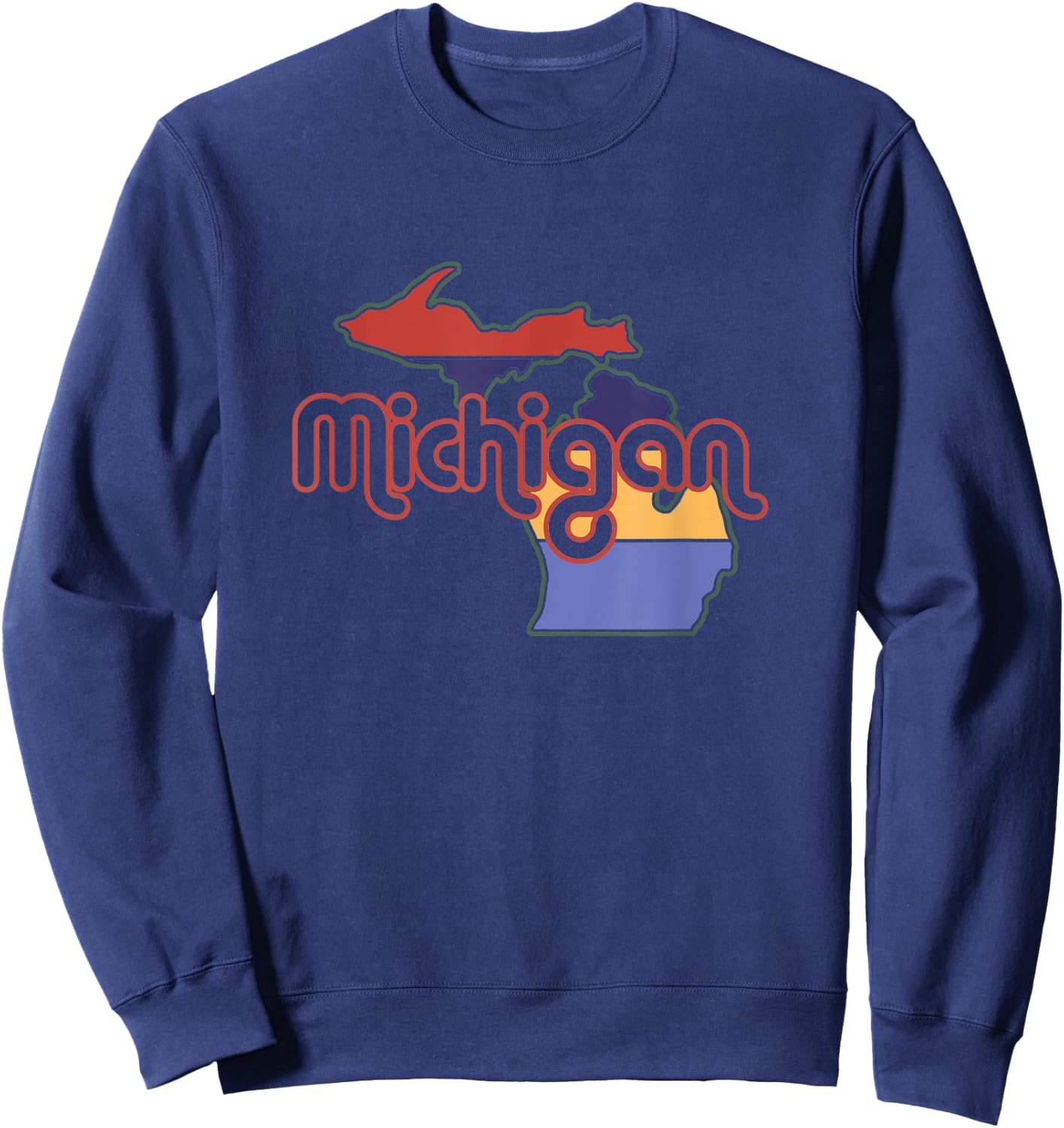 70s Retro Style Upper Peninsula Great Lake State Michigan Sweatshirt - Sweatshirt | Navy