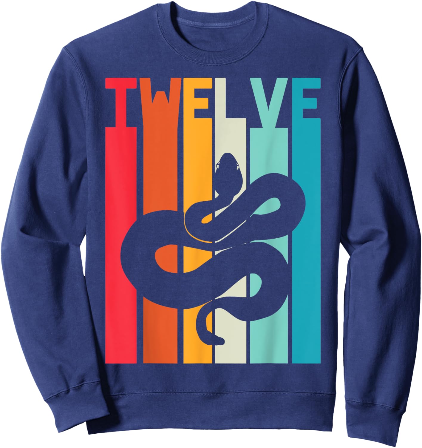 12th Birthday Vintage Snake Lover Pet Reptile 12 Years Old Sweatshirt - Sweatshirt | Navy