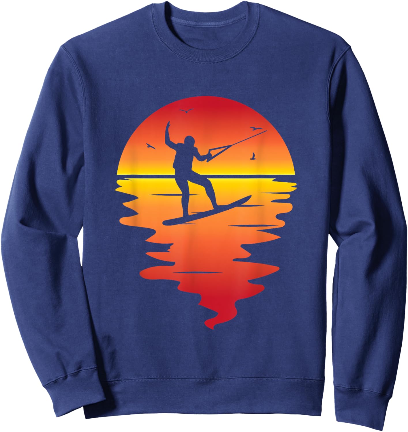 Cool Sunset Wakeboarding Graphic For Wakeboard Lovers Sweatshirt - Sweatshirt | Navy