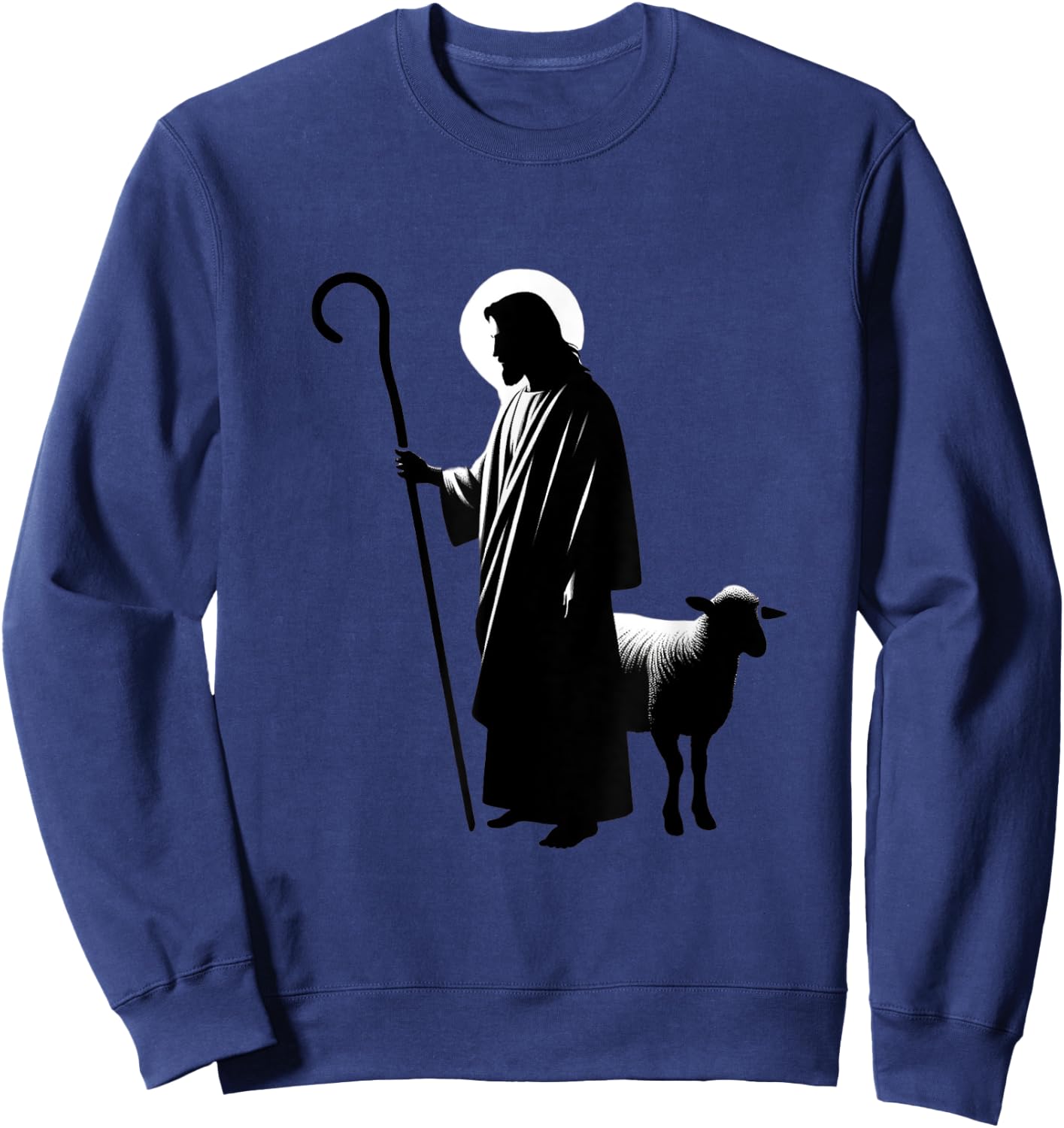 Christian Faith Jesus the Good Shepherd Lamb Sweatshirt - Sweatshirt | Navy