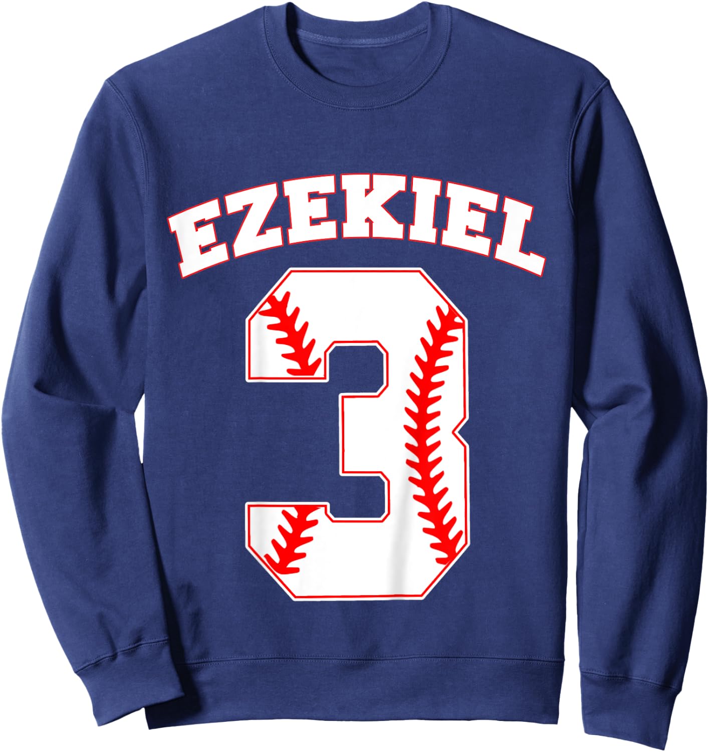 Kids Ezekiel Baseball Name Three Years 3rd Birthday Number Boys Sweatshirt - Sweatshirt | Navy
