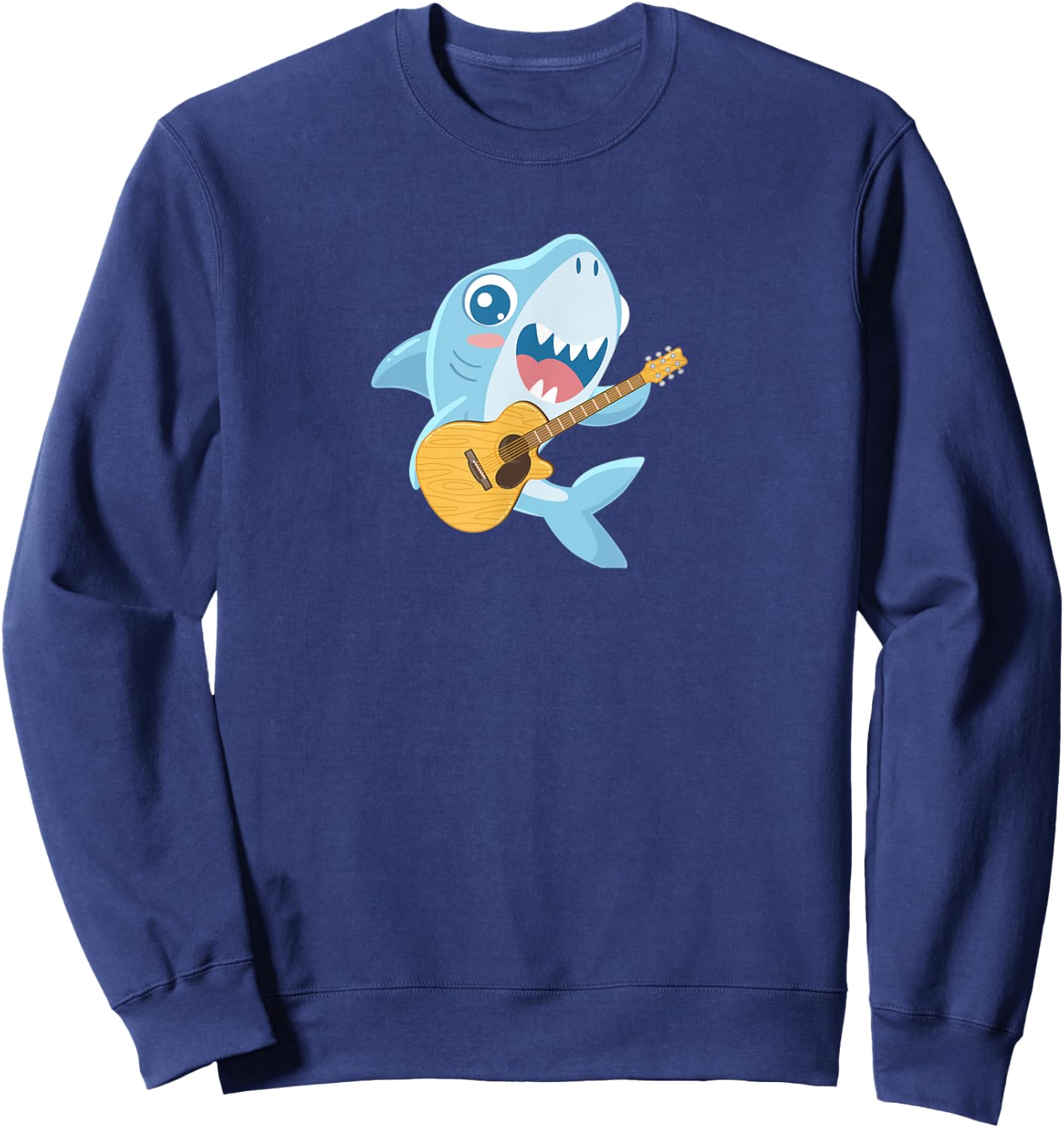 Shark Playing Acoustic Guitar Musical Fans Band Fish Lover Sweatshirt - Sweatshirt | Navy