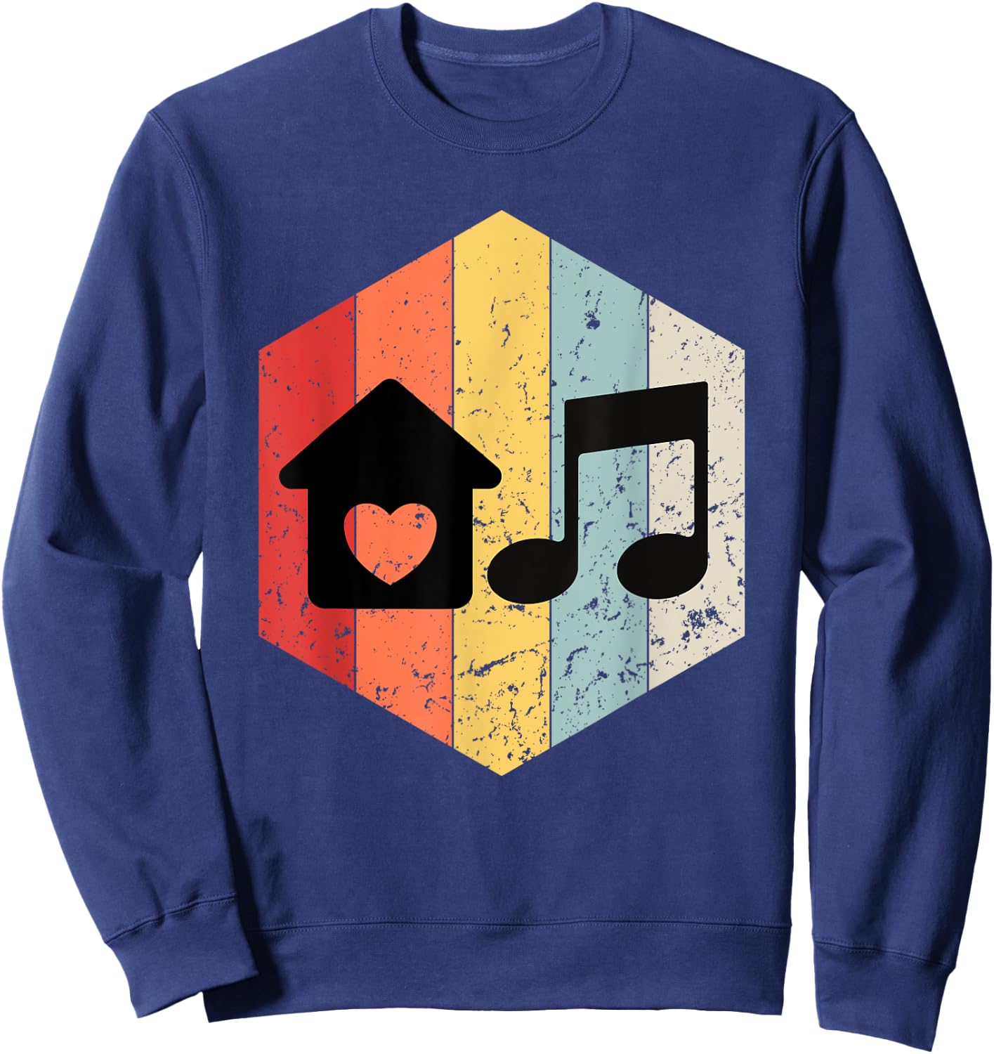 Retro House Music Vintage Graphic Boys Women Kids Sweatshirt - Sweatshirt | Navy