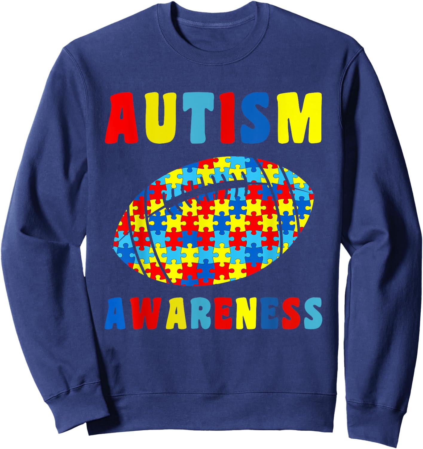 Love Football Puzzles Autism Awareness Kids Boys Girls Sweatshirt - Sweatshirt | Navy