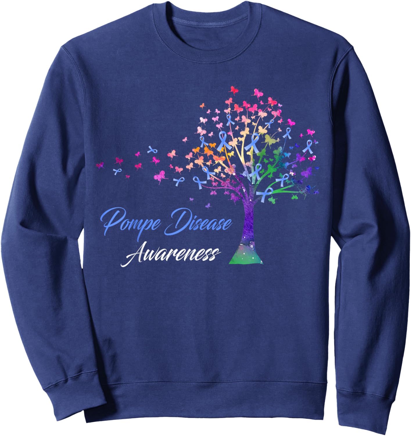 Tree Ribbon Pompe Disease Awareness Sweatshirt - Sweatshirt | Navy