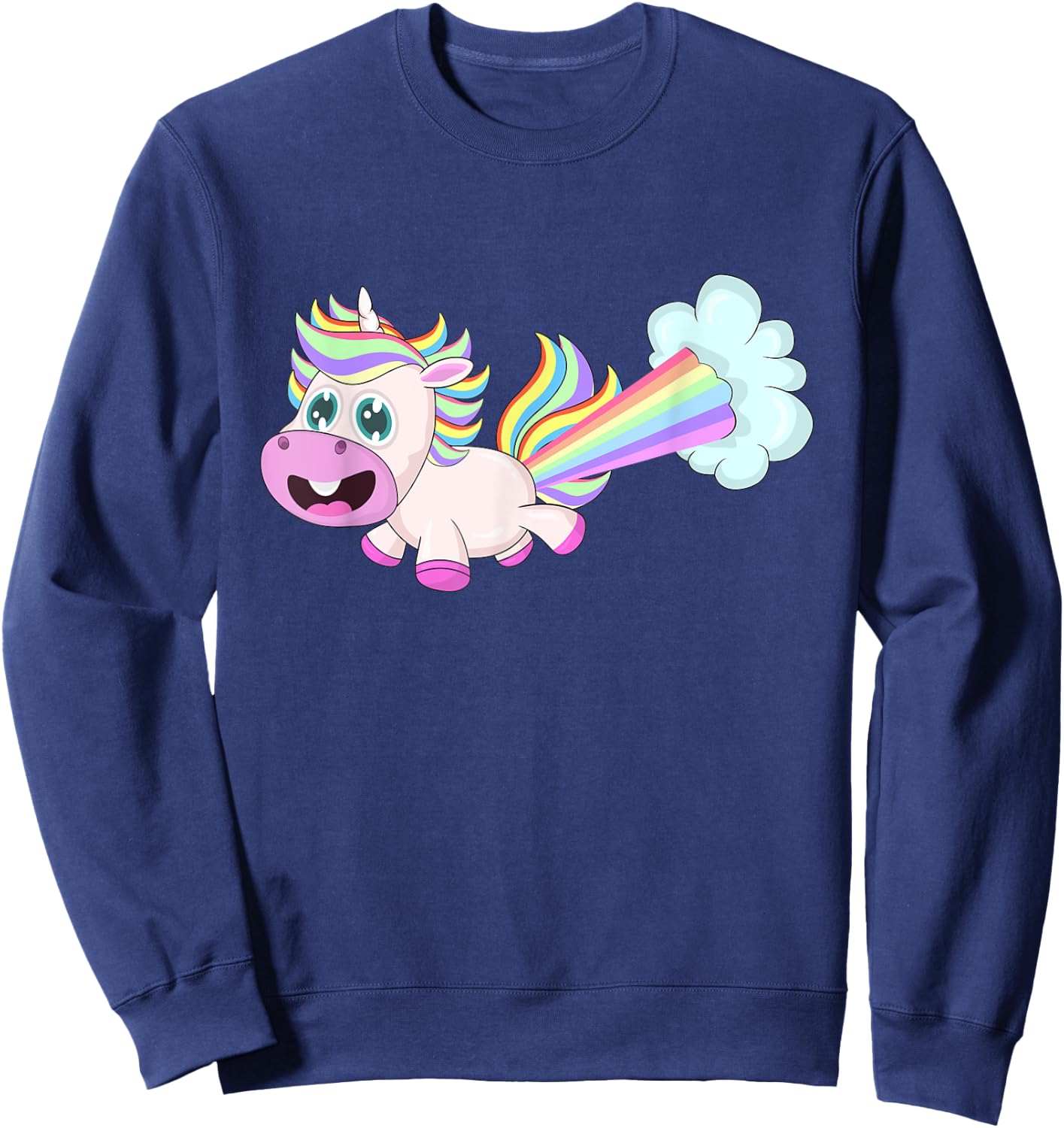 Unicorn Farting a Rainbow Sweatshirt - Sweatshirt | Navy