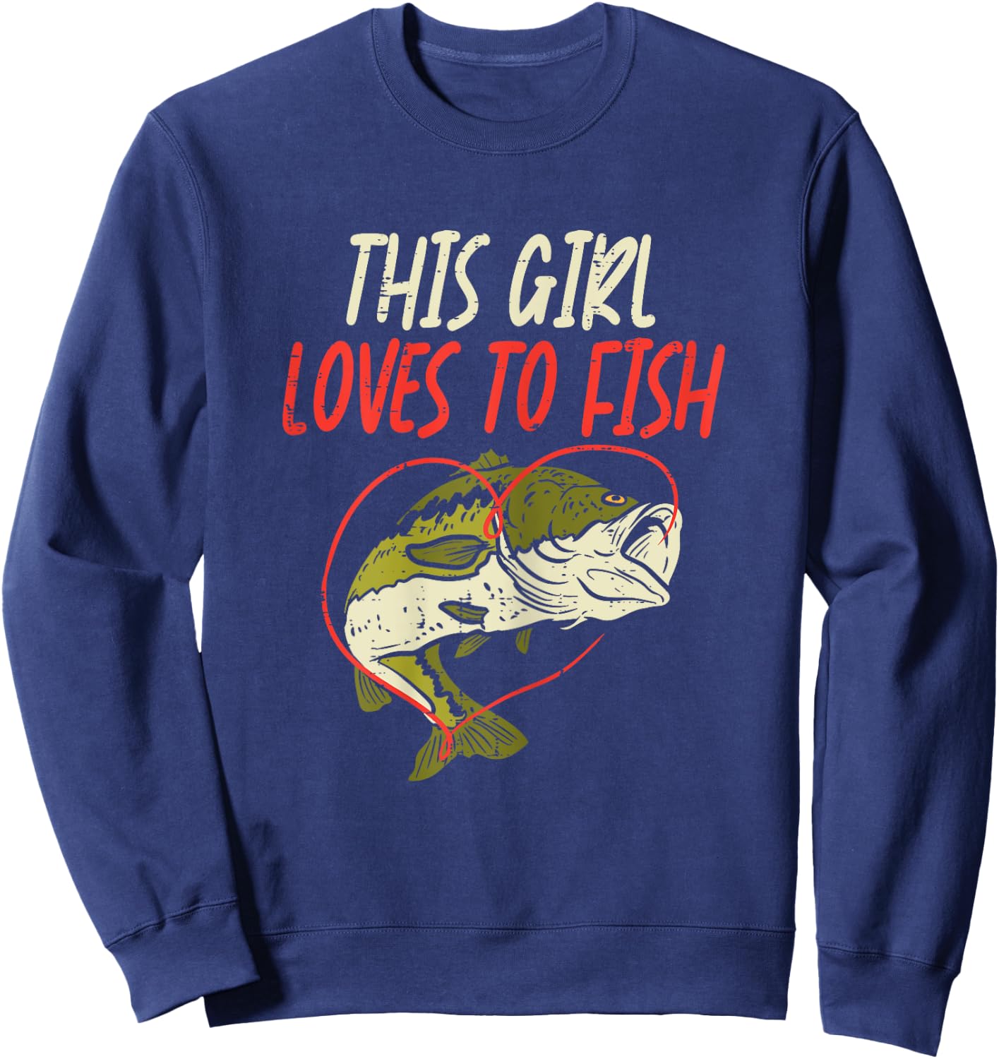 This Girl Loves To Fish Bass Fishing Family Matching Gift Sweatshirt - Sweatshirt | Navy