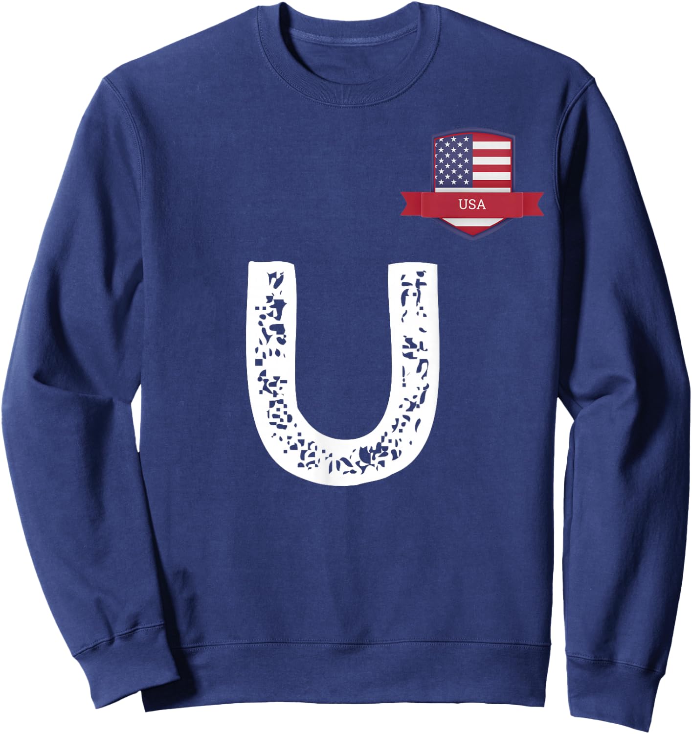 USA Human-Flag Letter U American USA Sweatshirt - Sweatshirt | Navy