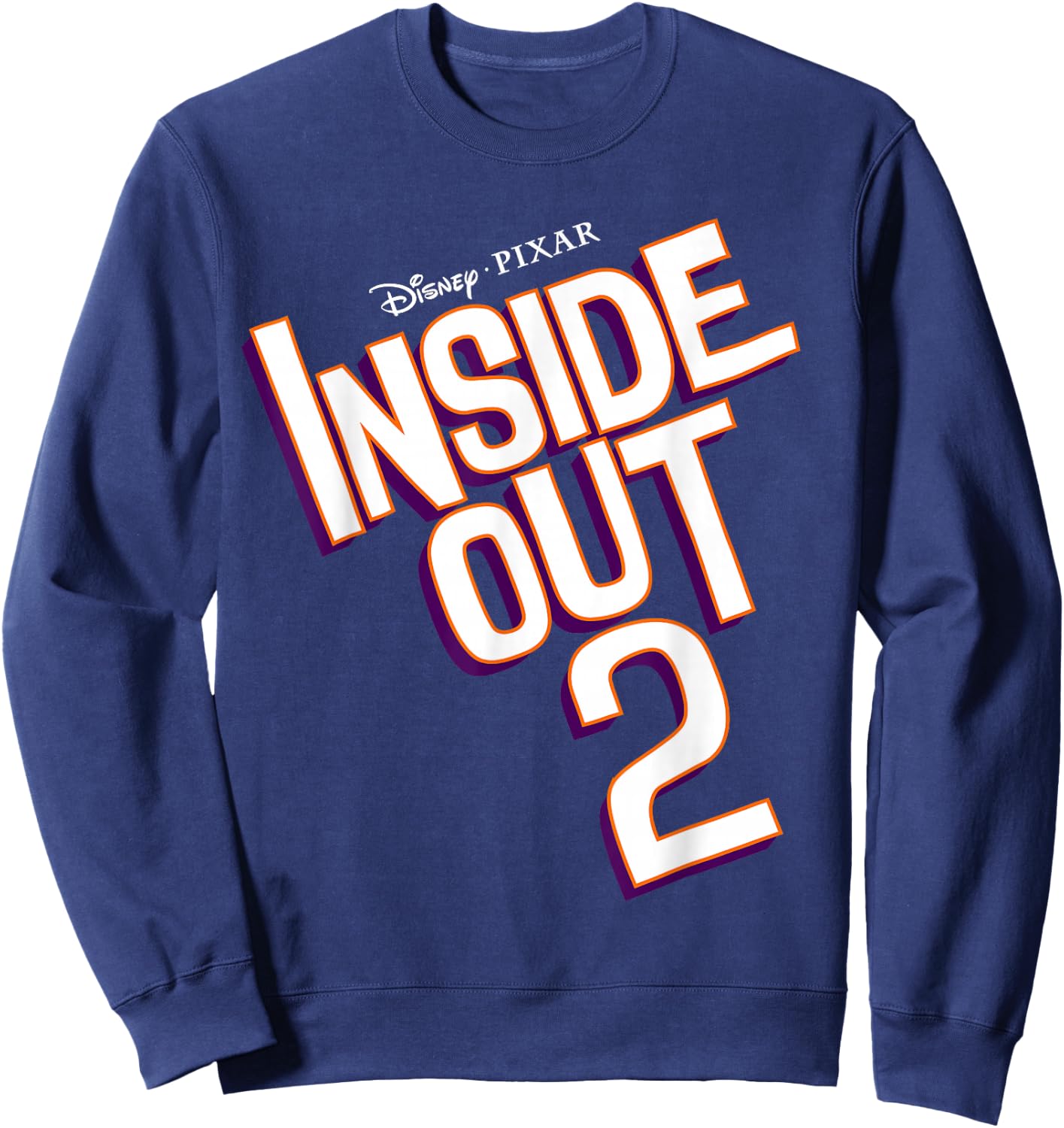 Disney Pixar Inside Out 2 Neon Outline Title Logo Sweatshirt - Sweatshirt | Navy
