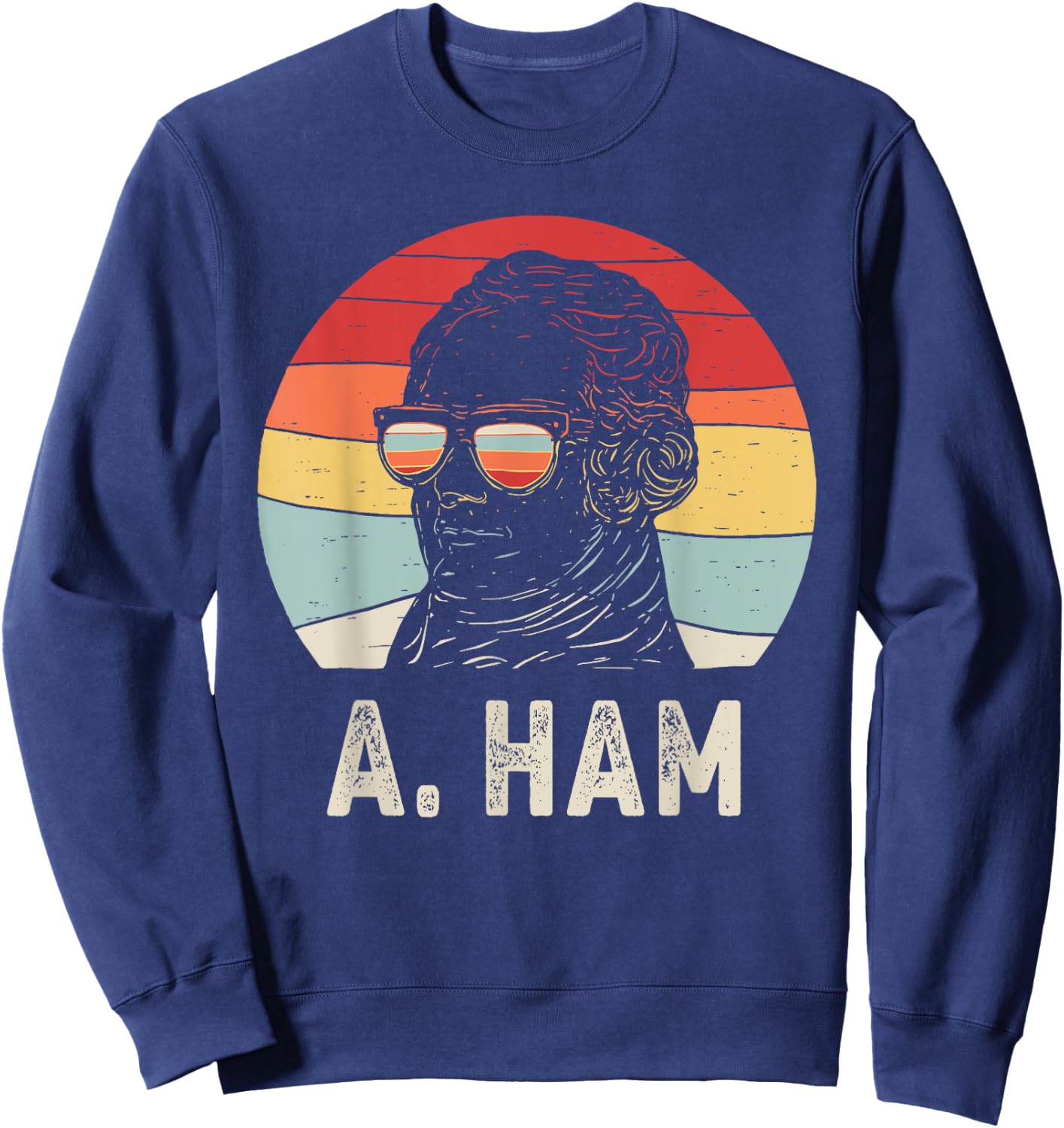 Vintage Retro Hamilton Wearing Sunglasses Sweatshirt - Sweatshirt | Navy