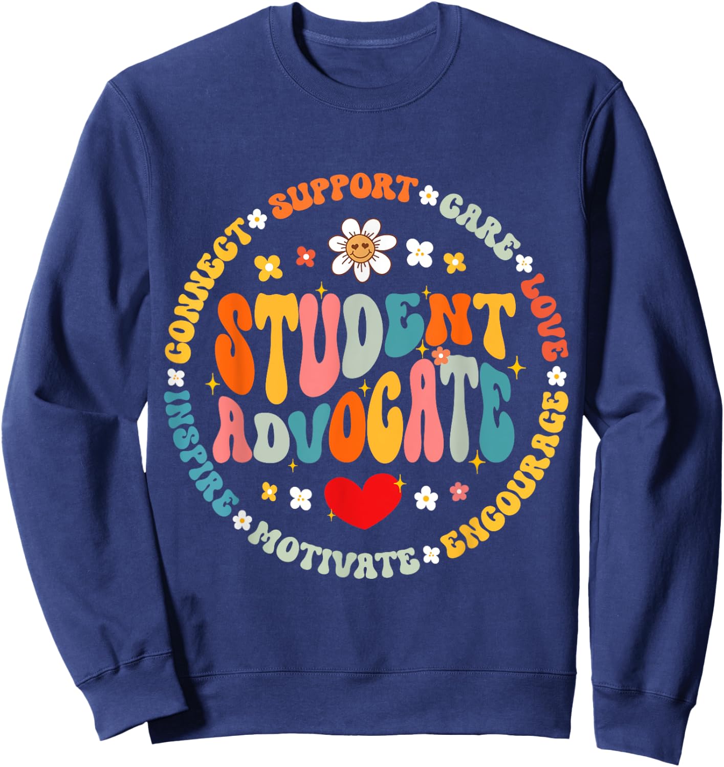 Groovy Student Advocate Appreciation Back to School Sweatshirt - Sweatshirt | Navy