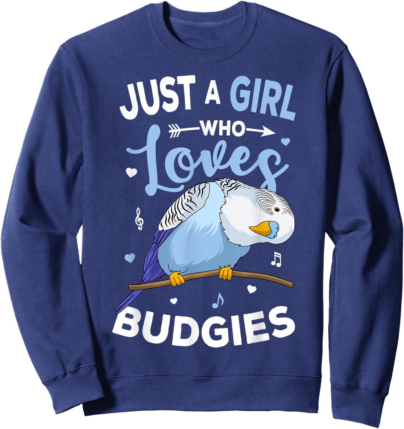Just A Girl Who Loves Budgies Blue Parakeet Budgerigar Girls Sweatshirt - Sweatshirt | Navy