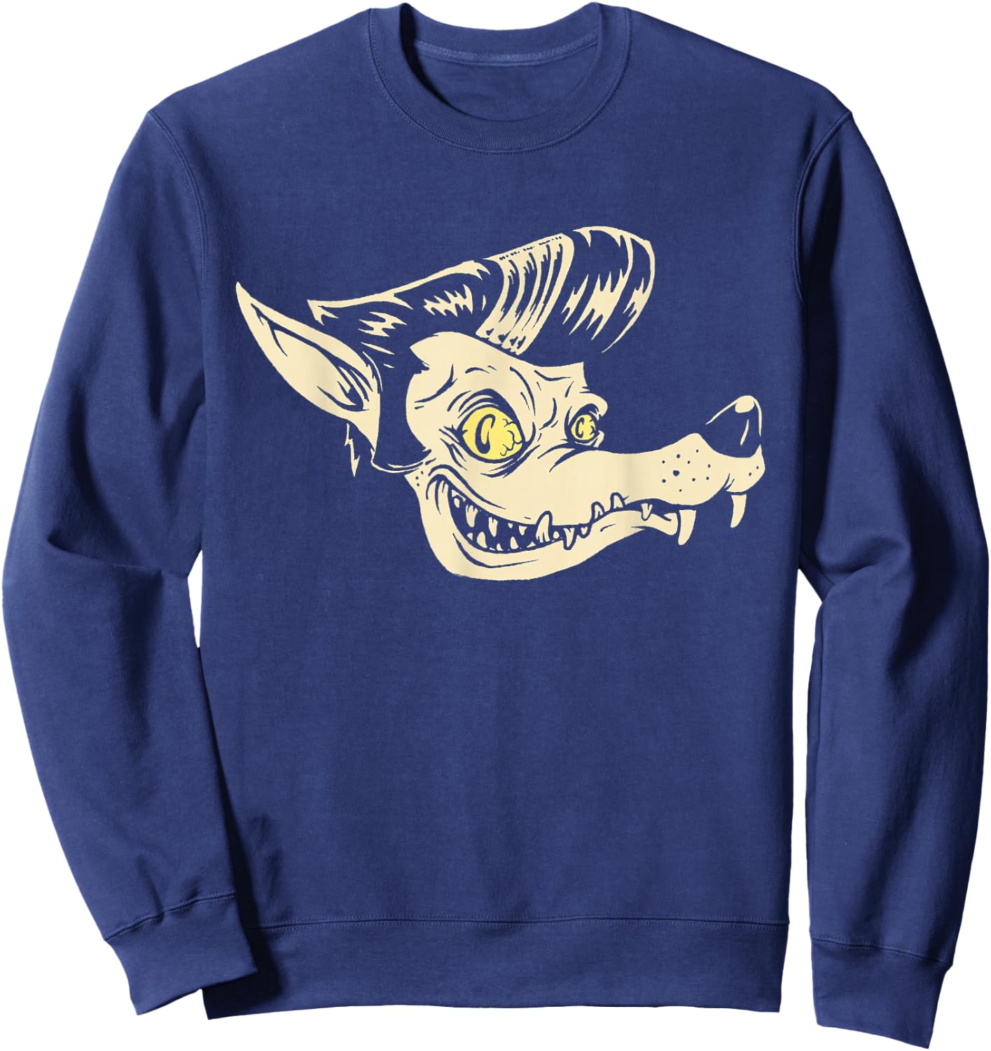 Horror Art - Rockabilly Wolf - Psychobilly Punk Art Sweatshirt - Sweatshirt | Navy