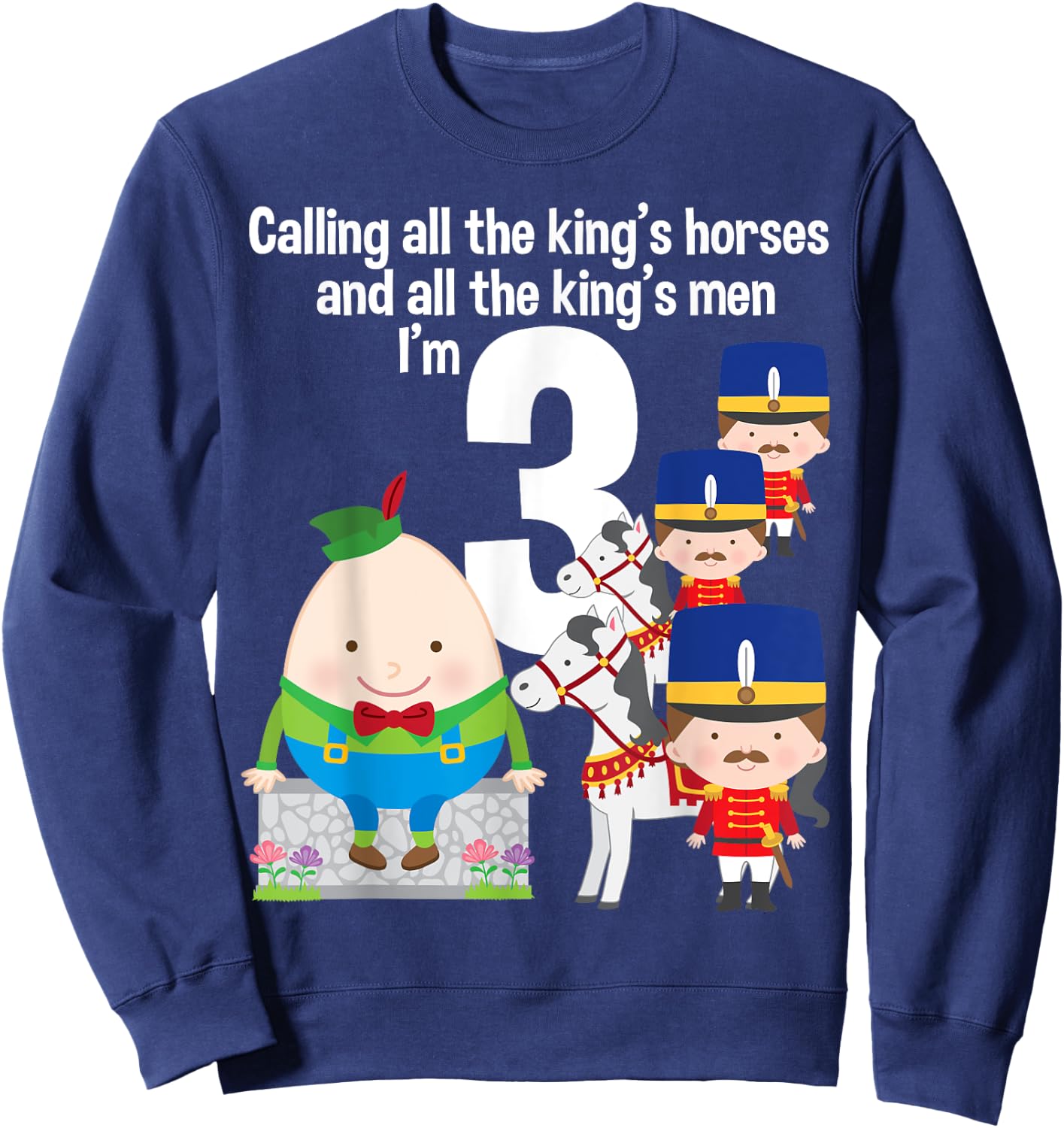 Toddler Kids Humpty Dumpty 3rd Birthday Party Nursery Song Sweatshirt - Sweatshirt | Navy