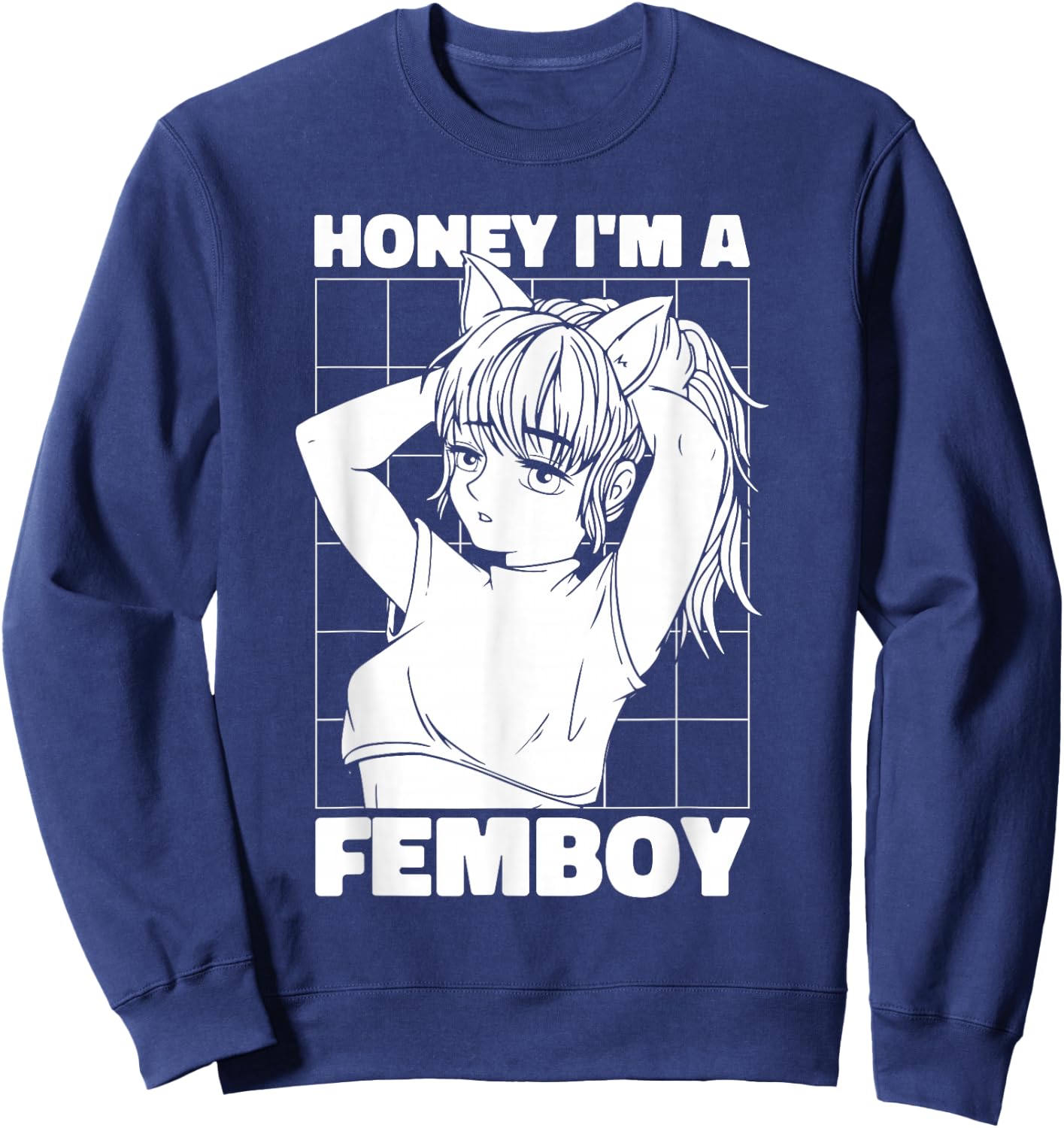 Manga Kawaii Cosplay Otaku - Japanese Japan Femboy Anime Sweatshirt - Sweatshirt | Navy