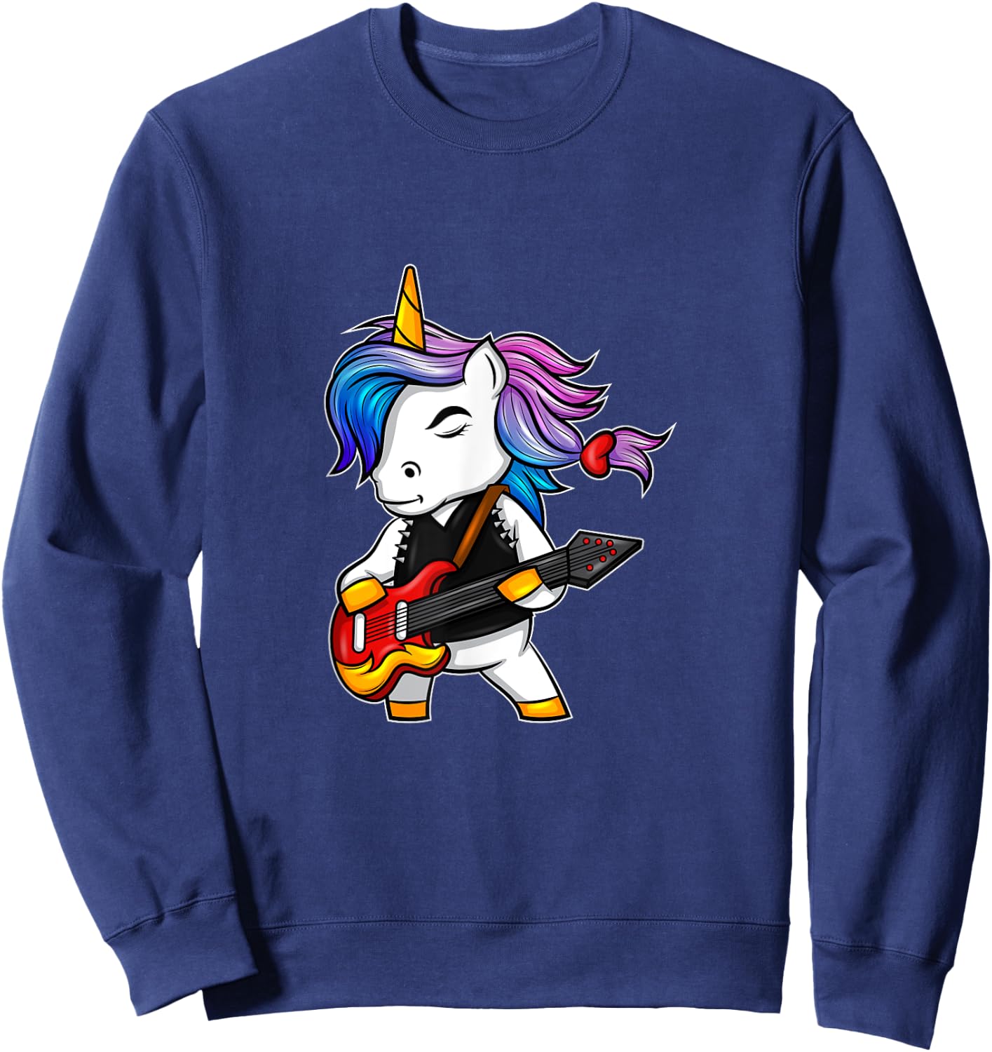Cool rock and roll unicorn with guitar for rock fans Sweatshirt - Sweatshirt | Navy