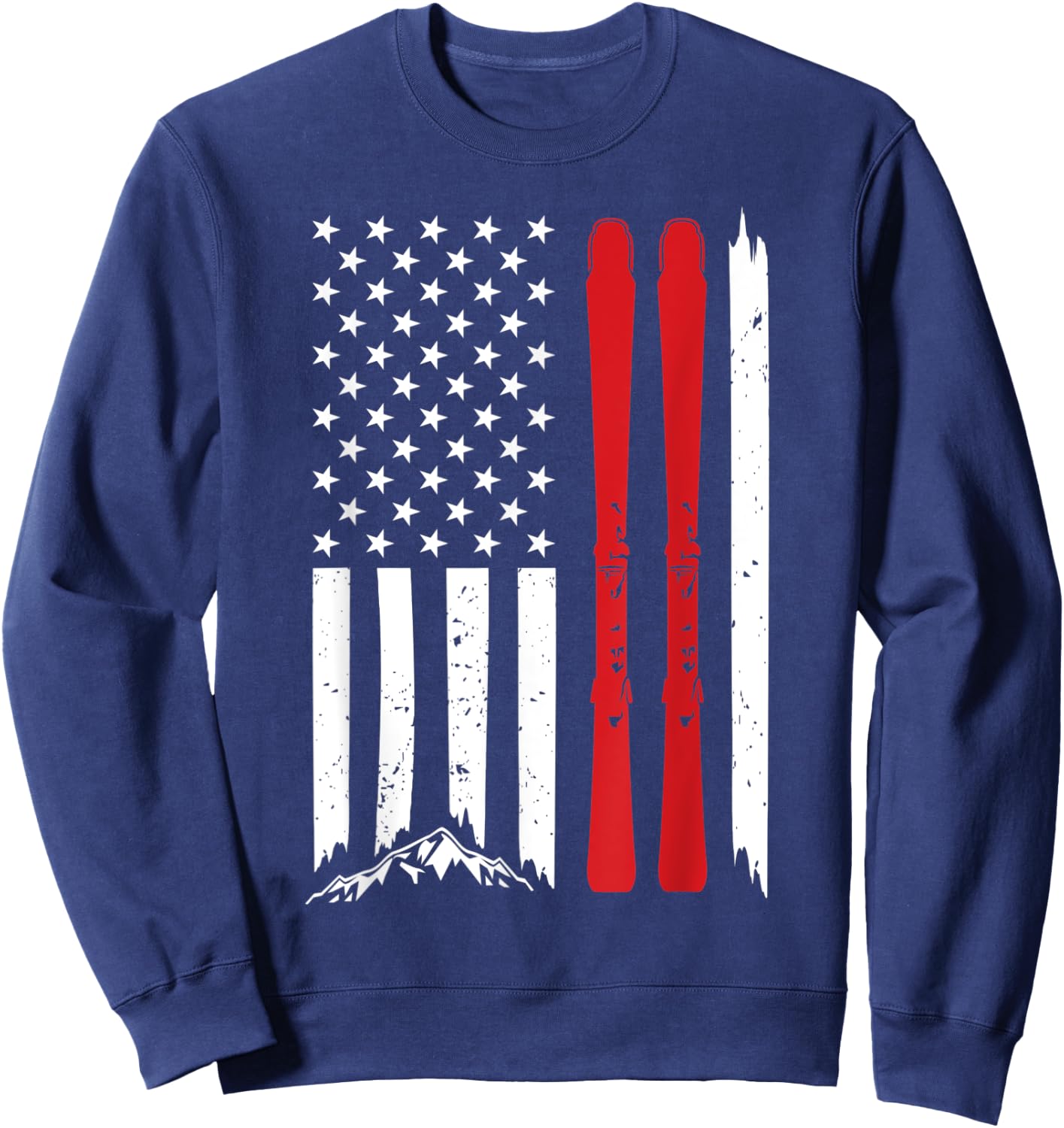 Ski American Flag Skiing US Patriotic Skier 4th Of July Gift Sweatshirt - Sweatshirt | Navy