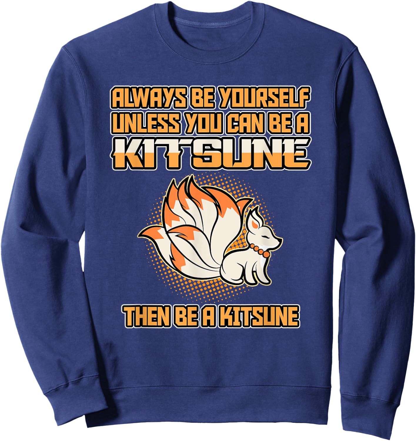 Japanese Fox Cute Funny Anime Kawaii Kitsune Kami Inari Fox Sweatshirt - Sweatshirt | Navy