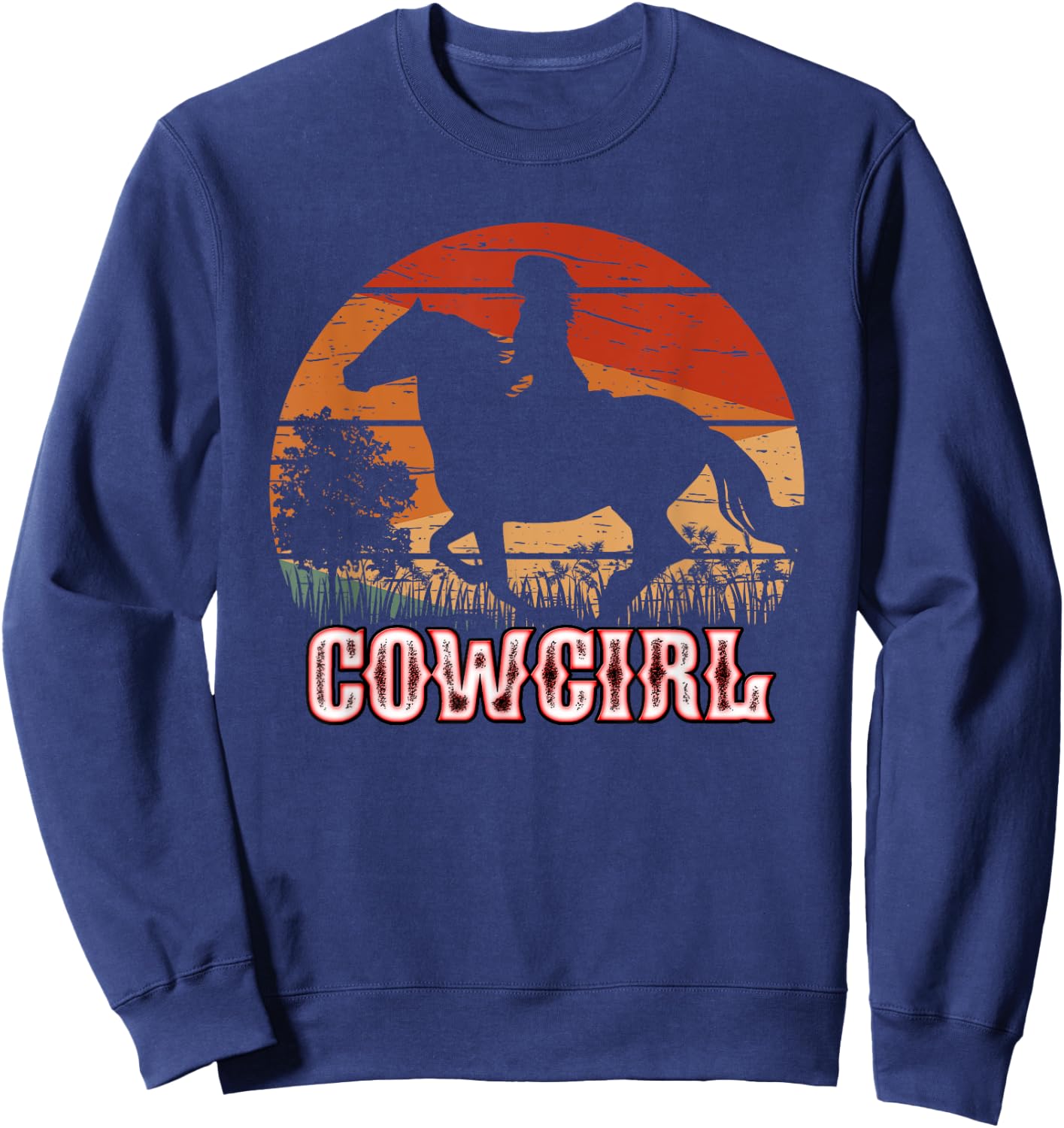 Cowgirl Girl Horse Riding Vintage Style Rodeo Texas Ranch Sweatshirt - Sweatshirt | Navy