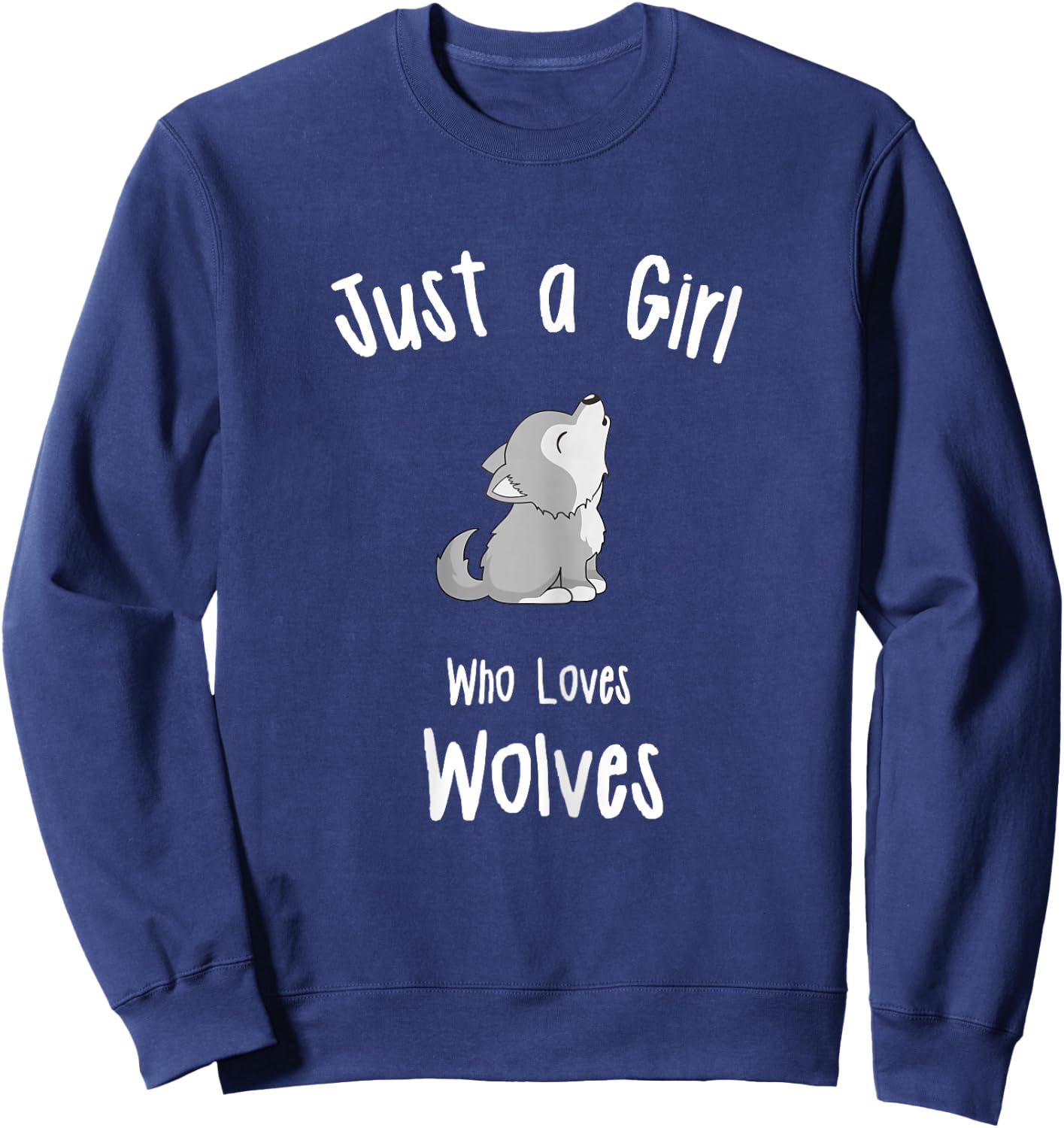 Wolf Shirt for Girls | Girls Wolf Sweatshirt - Sweatshirt | Navy