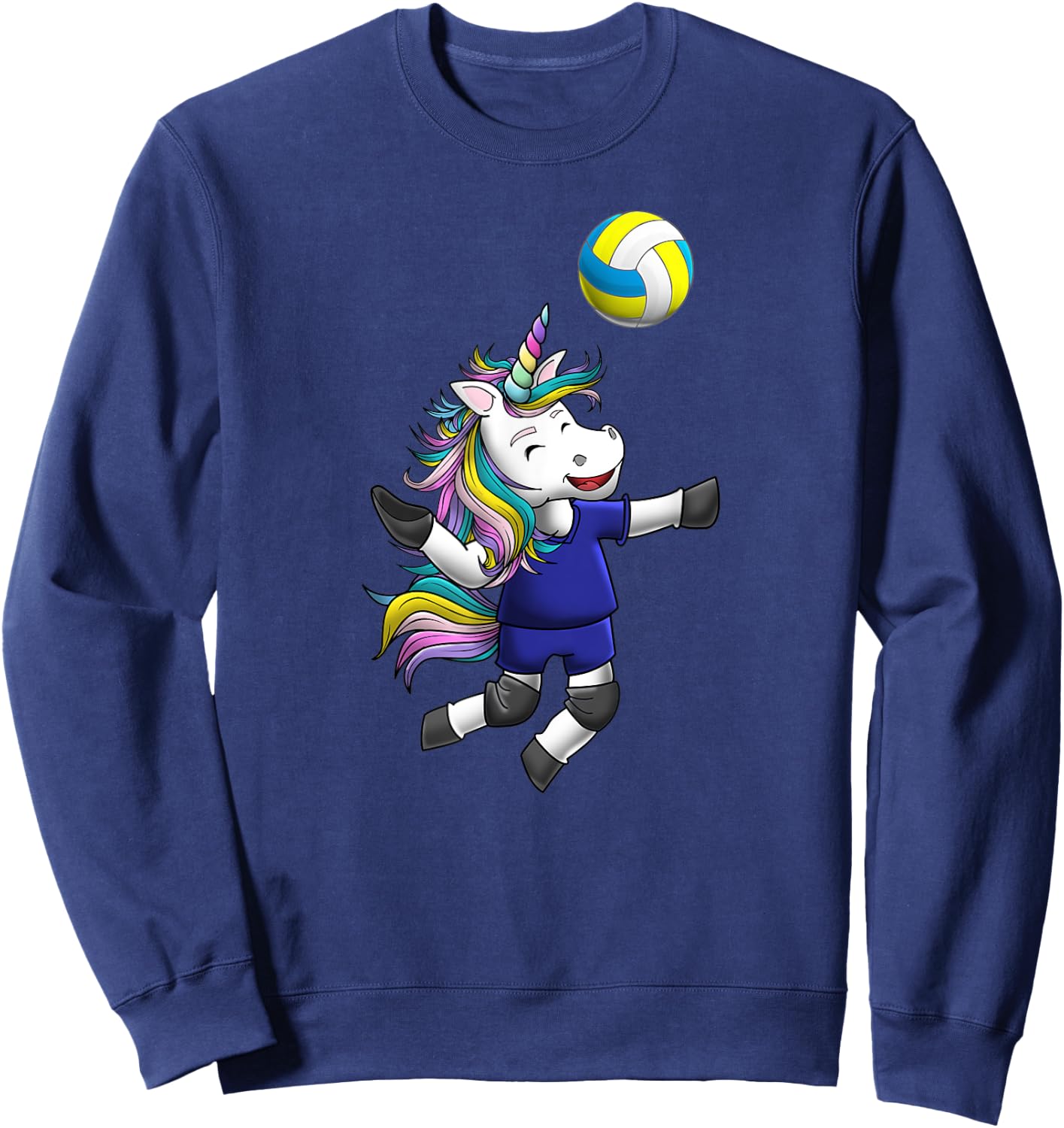 Girls Volleyball Shirt Unicorn Love Funny Magical Team Gift Sweatshirt - Sweatshirt | Navy