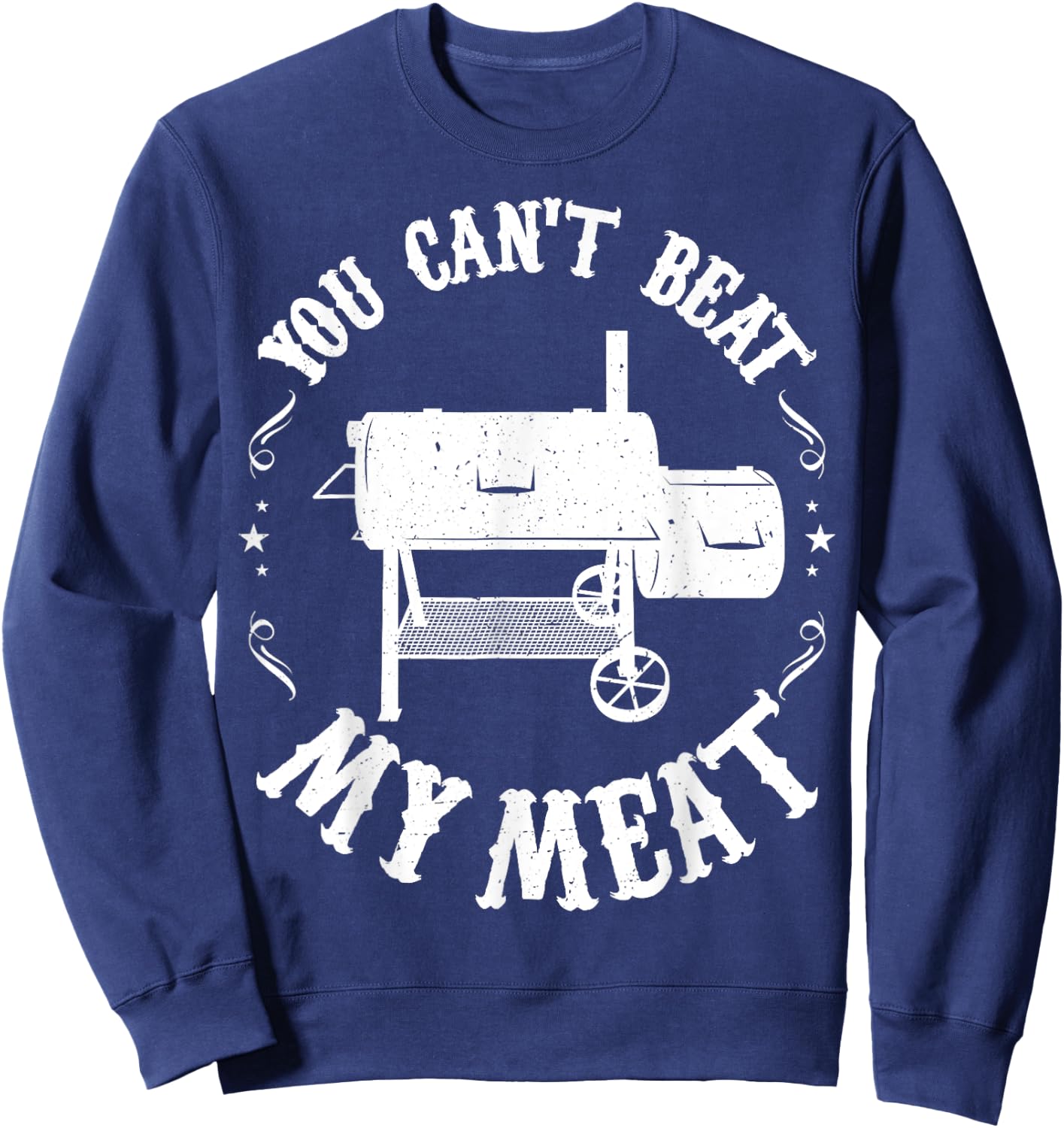 Funny BBQ Pit Reverse Flow Smoker Accessory Dad Grill Sweatshirt - Sweatshirt | Navy