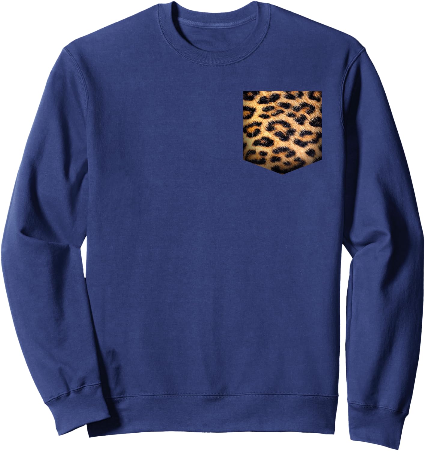 Leopard Print Pocket | Cool Animal Lover Cheetah Gift Sweatshirt - Sweatshirt | Navy