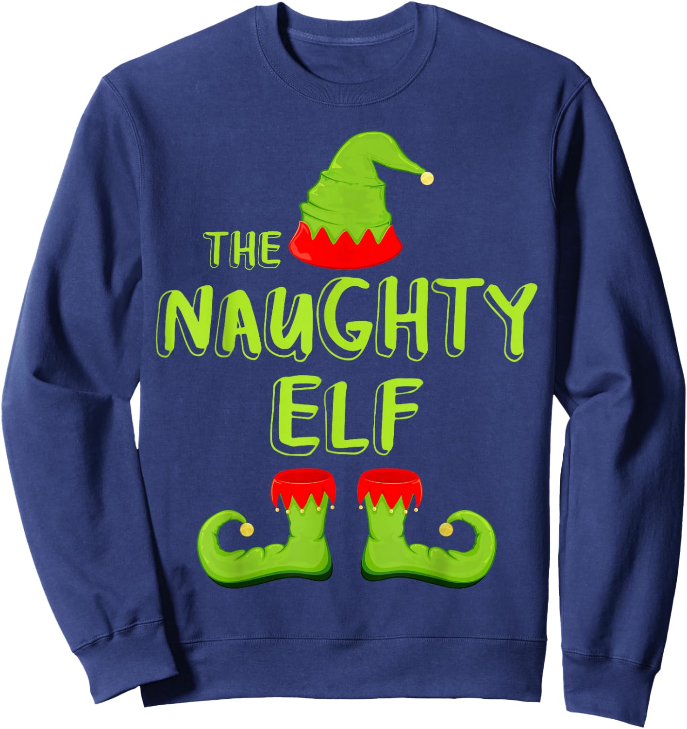 The Naughty Elf Shirt Adult Kids Matching Christmas Elf Sweatshirt - Sweatshirt | Navy