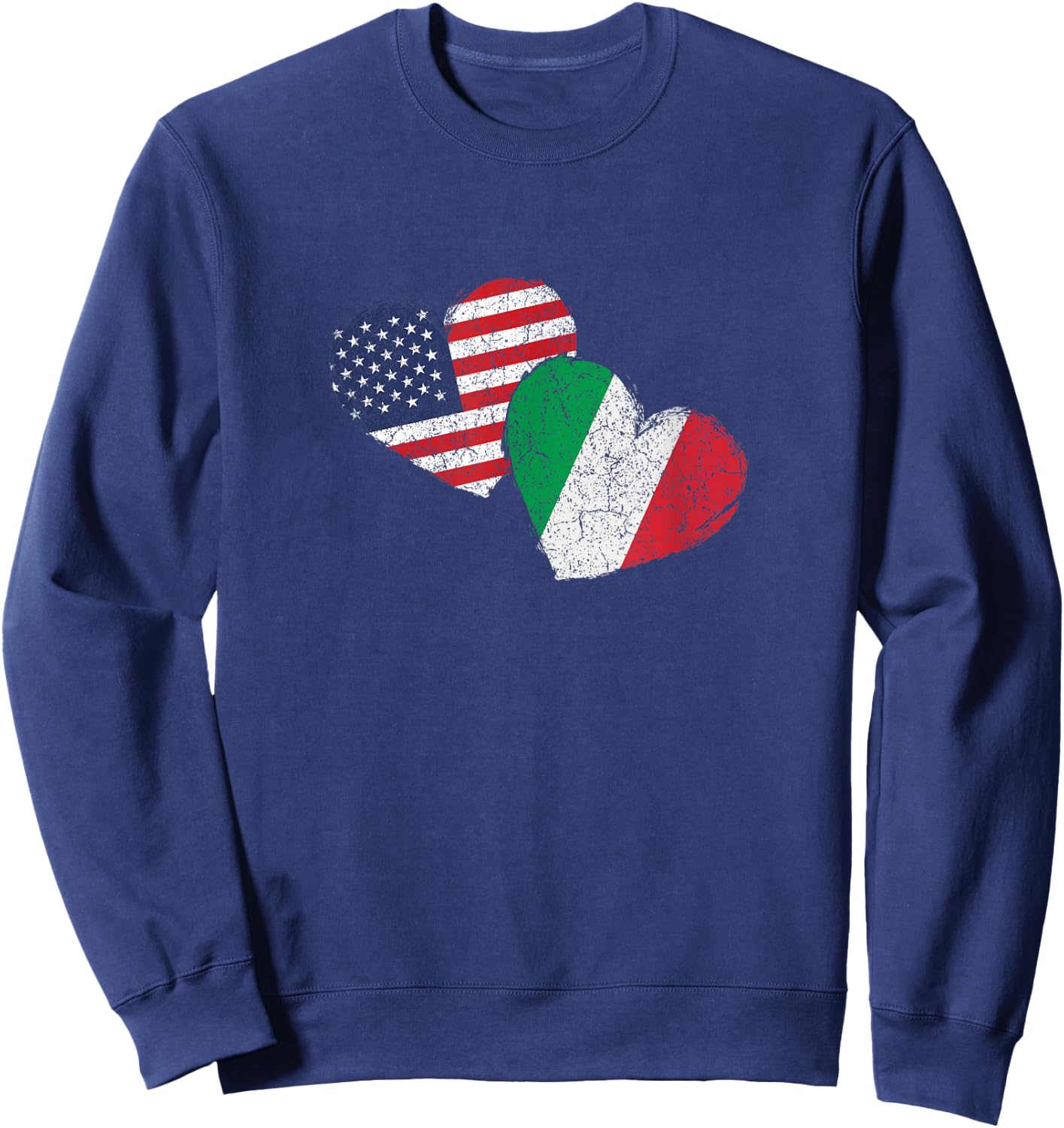 USA Italy Heart Country Flag American Italian Sweatshirt - Sweatshirt | Navy