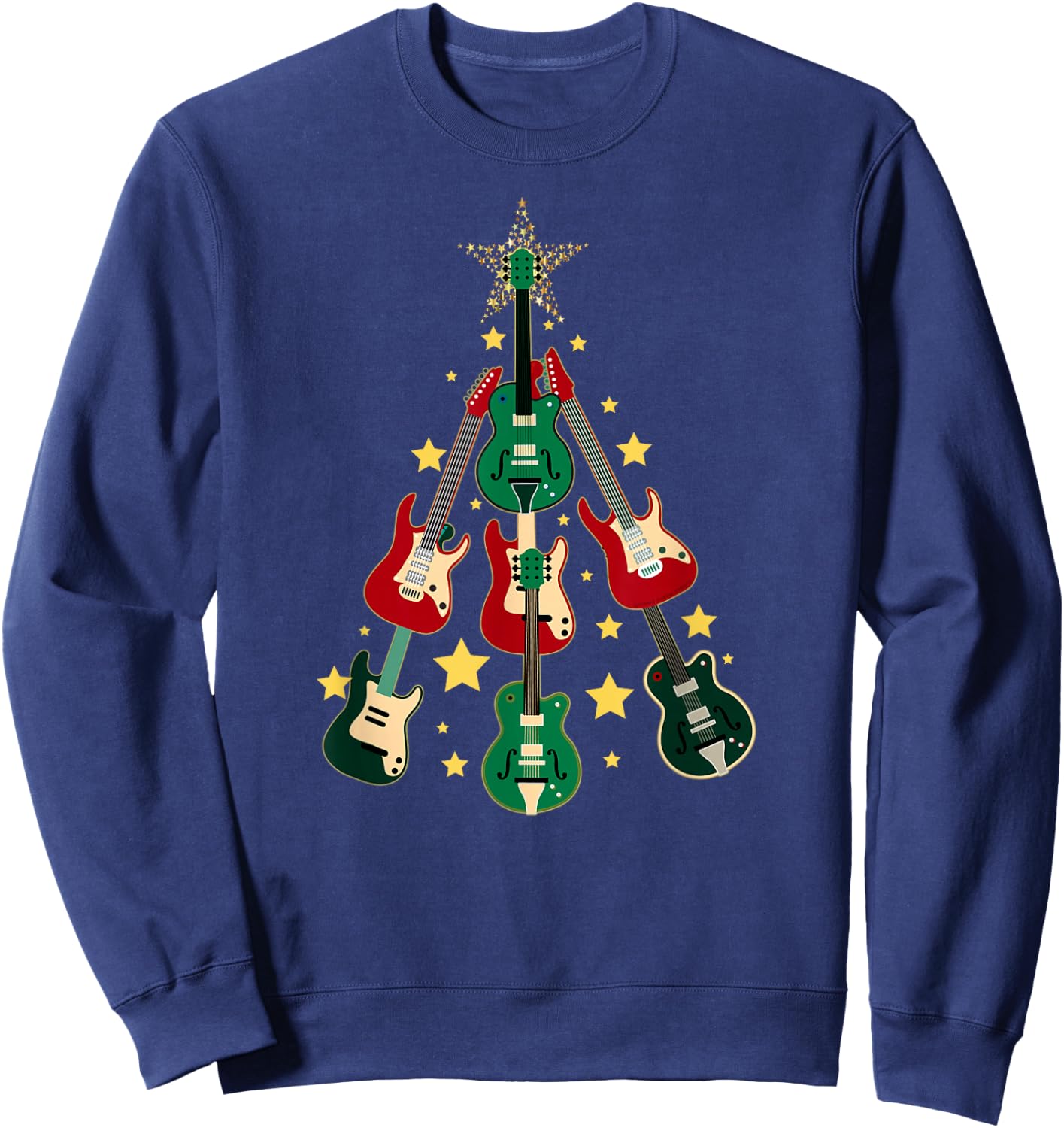 Cool Guitar Christmas Tree Guitar Lovers Christmas Tree Sweatshirt - Sweatshirt | Navy
