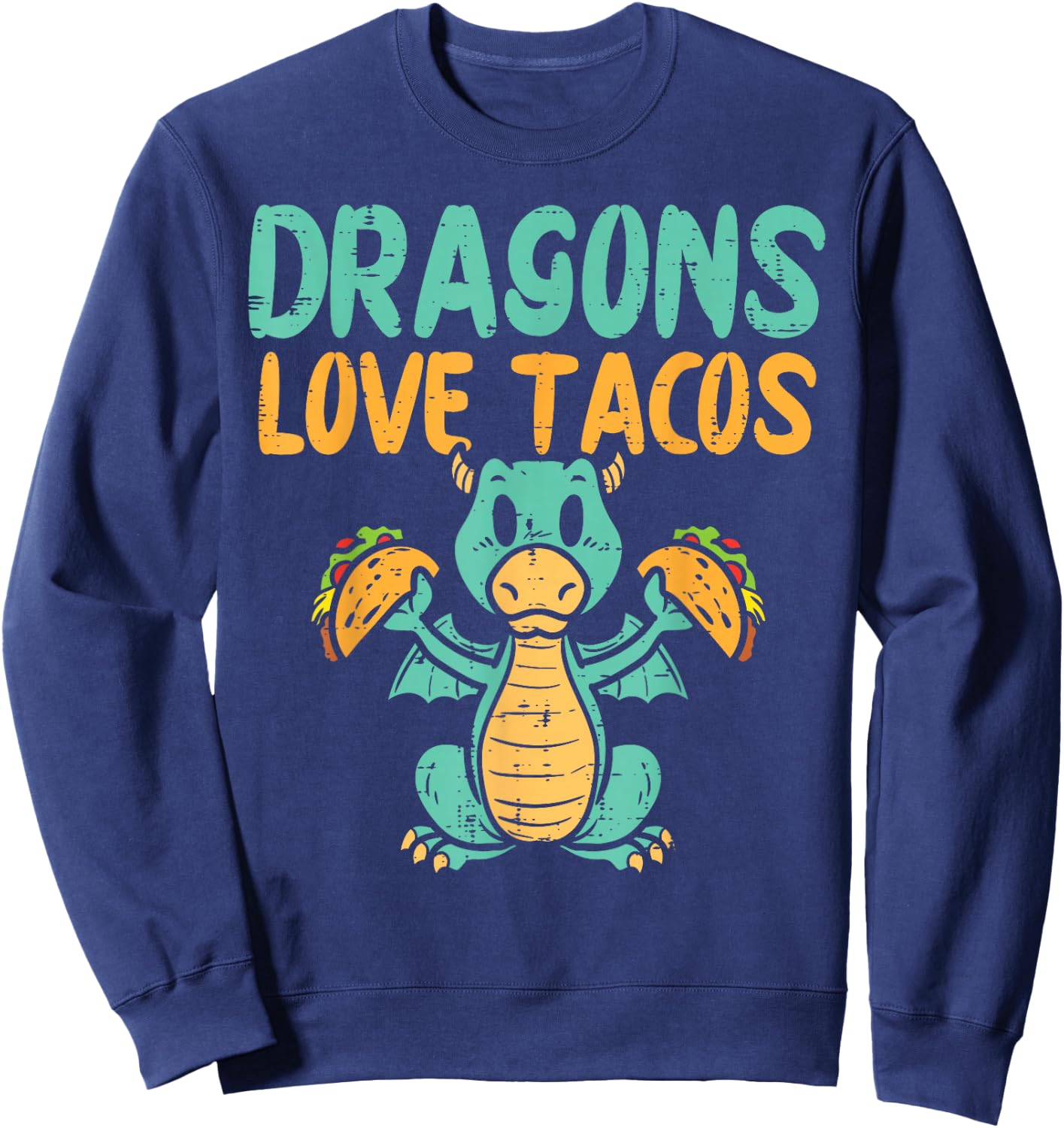 Dragons Love Tacos Cute Cinco De Mayo Mexican Food Kids Boys Sweatshirt - Sweatshirt | Navy