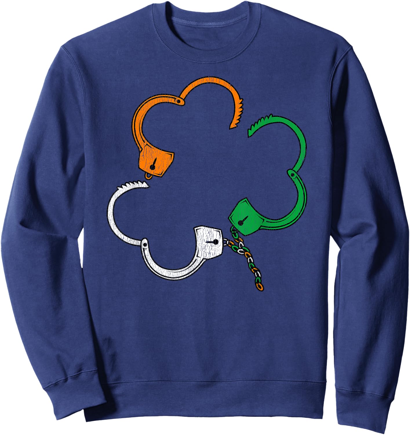 Shamrock Irish Handcuffs St. Patrick's Day 2020 Police Gift Sweatshirt - Sweatshirt | Navy