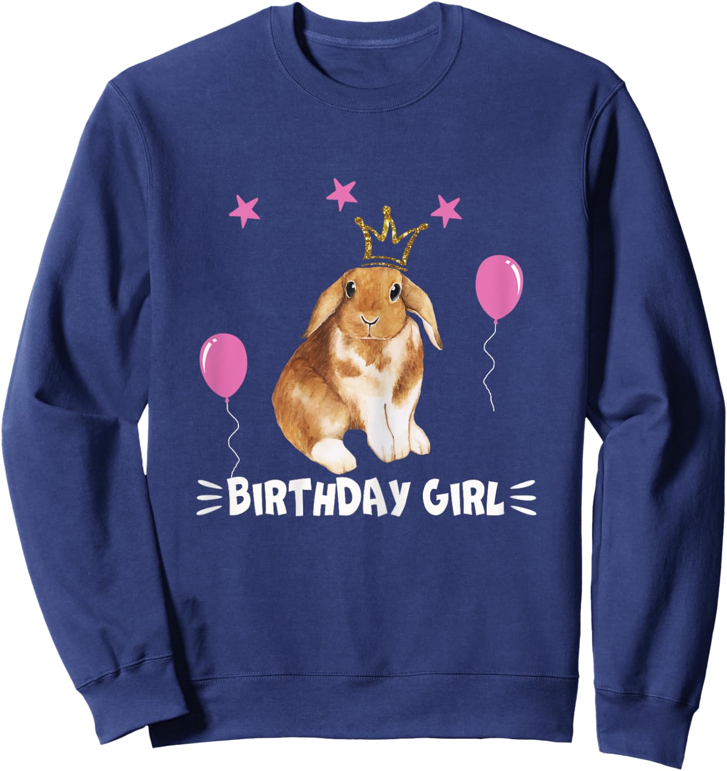 Little Birthday Girl shirt Bunny Princess Cute Rabbit gift Sweatshirt - Sweatshirt | Navy