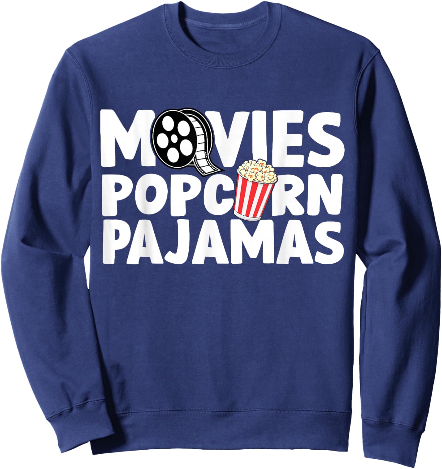 Movies Popcorn And Pajamas Popcorn Movie Night Sweatshirt - Sweatshirt | Navy