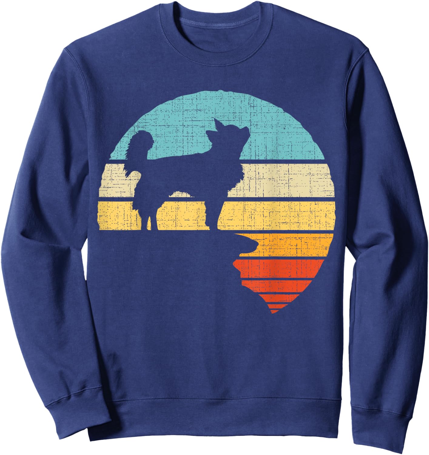 Long Haired Chihuahua Retro Vintage Dog Puppy Owner Men Women Kids Sweatshirt - Sweatshirt | Navy