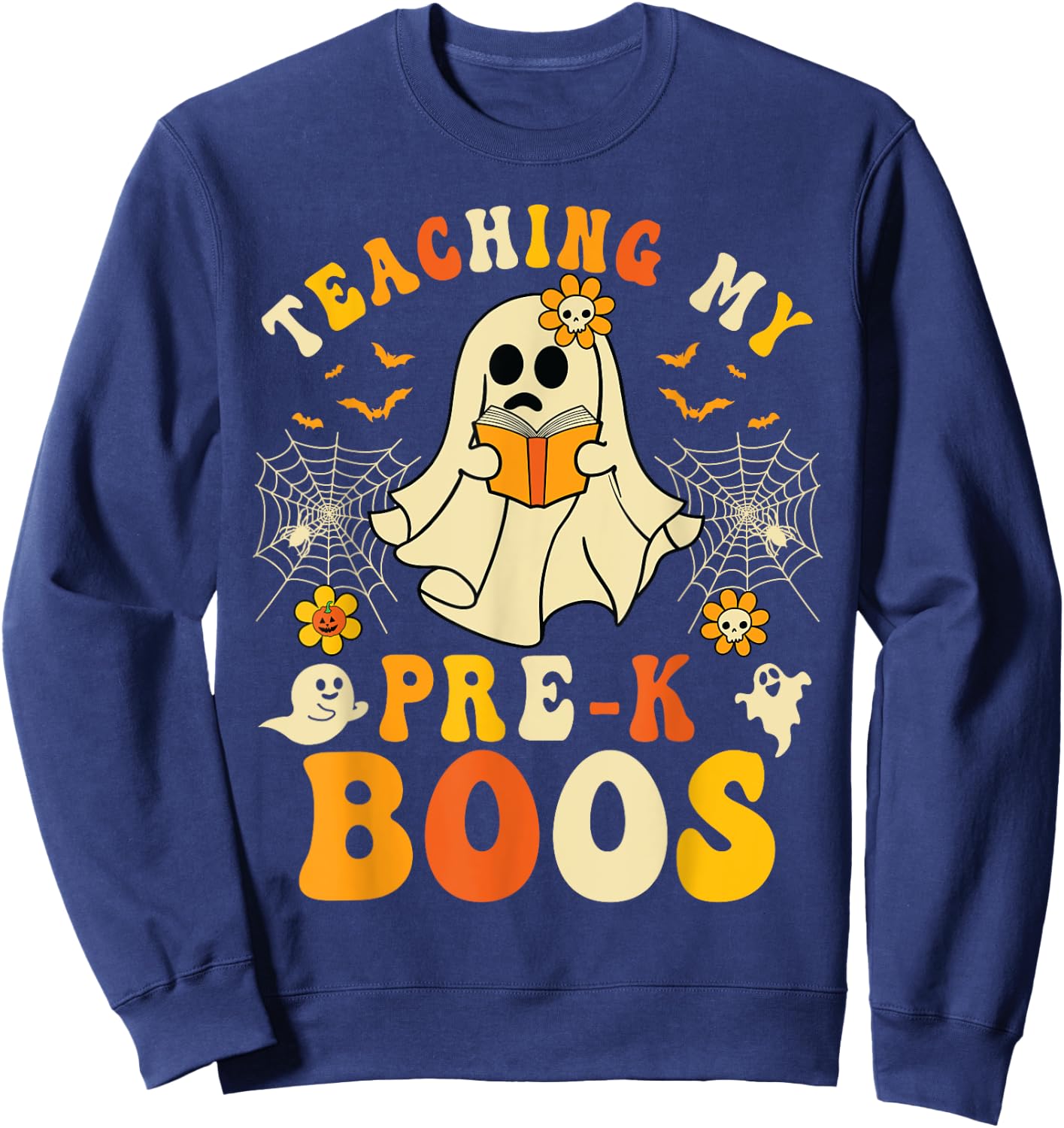 Teaching My Pre-K Boos Crew Teachers Halloween Ghost Sweatshirt - Sweatshirt | Navy