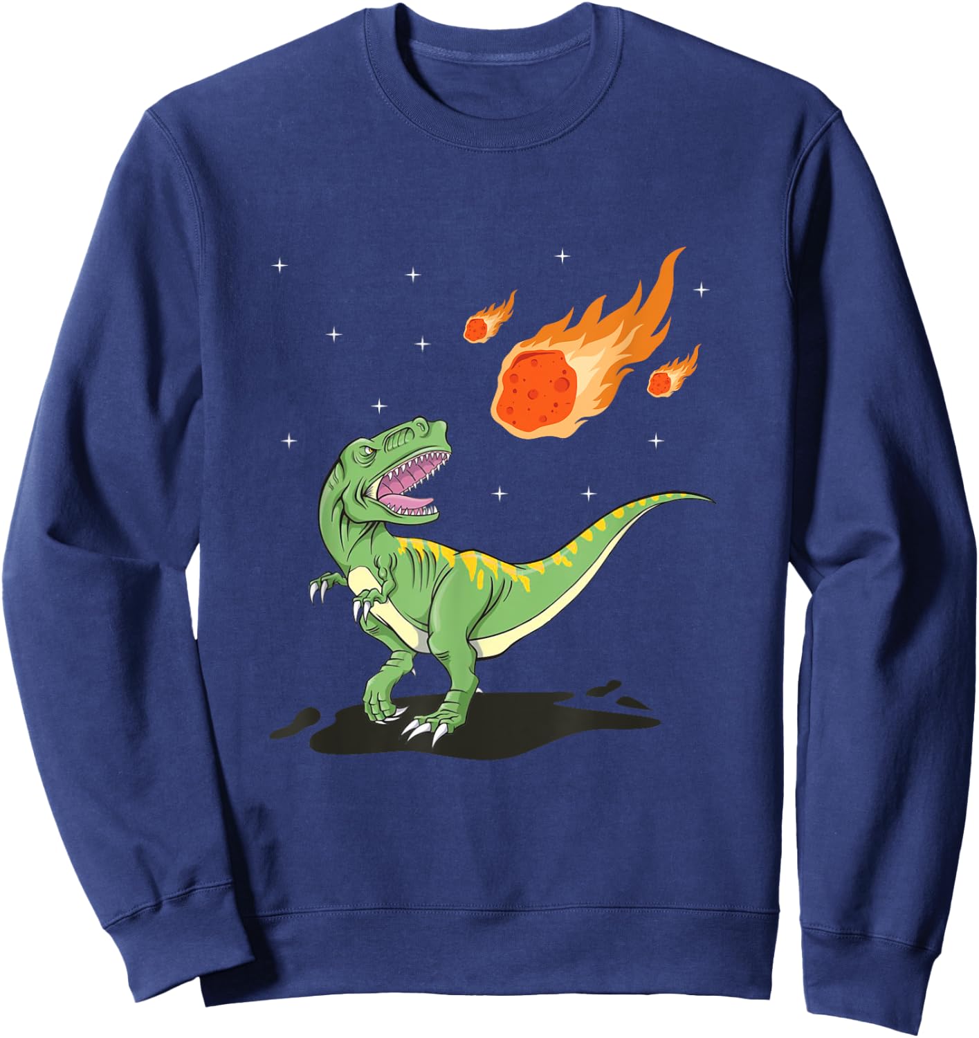 Dinosaur Meteorite Comet Meteor Shower Tyrannosaurus Sweatshirt - Sweatshirt | Navy