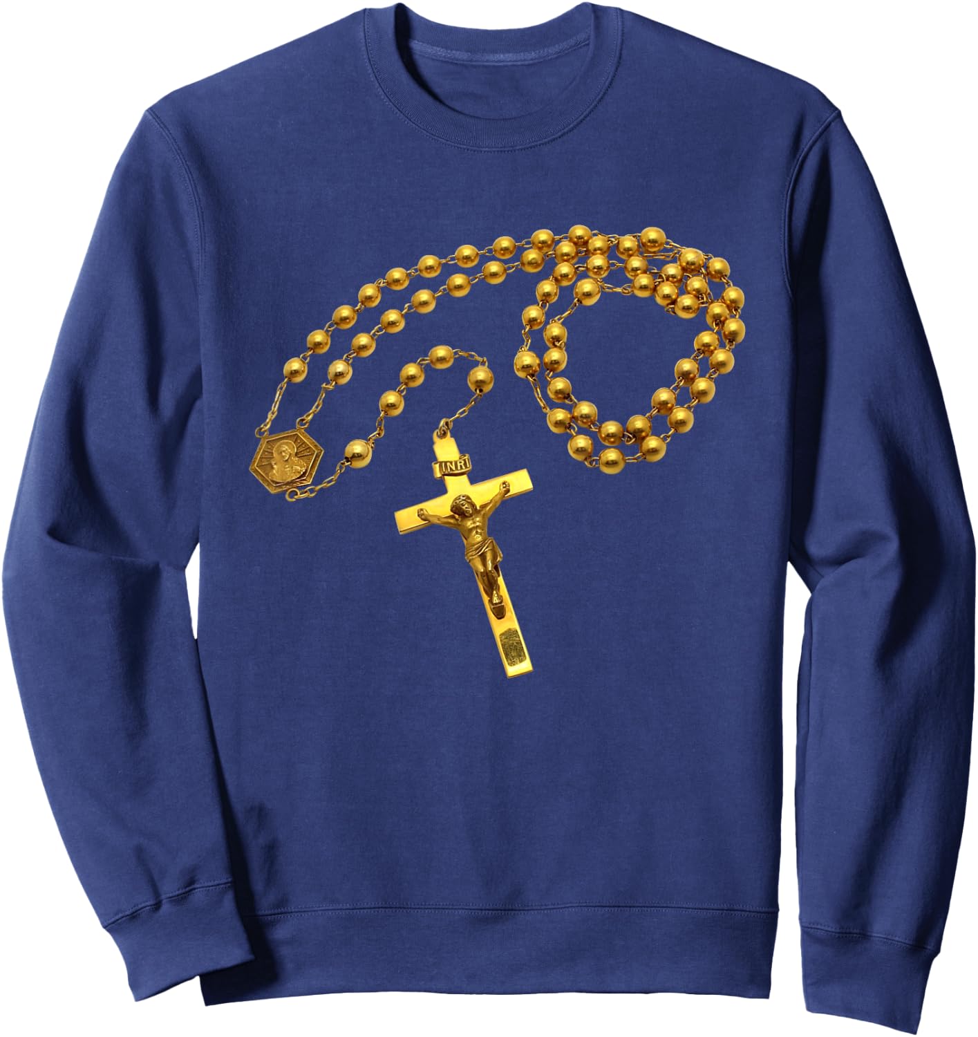 Holy Rosary Beads Catholic Religion Faith Mama Mary Devotion Sweatshirt - Sweatshirt | Navy