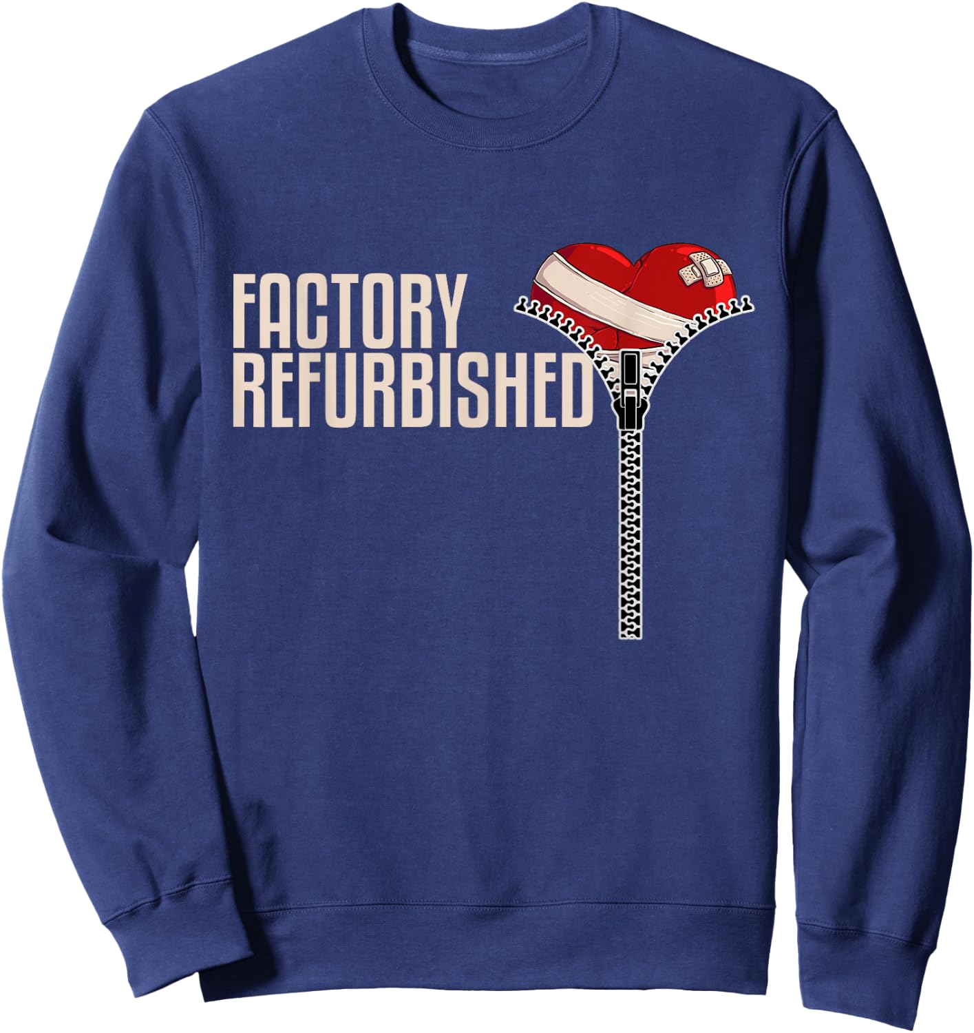 Funny Factory Refurbished Gift Open Heart Surgery Survivors Sweatshirt - Sweatshirt | Navy