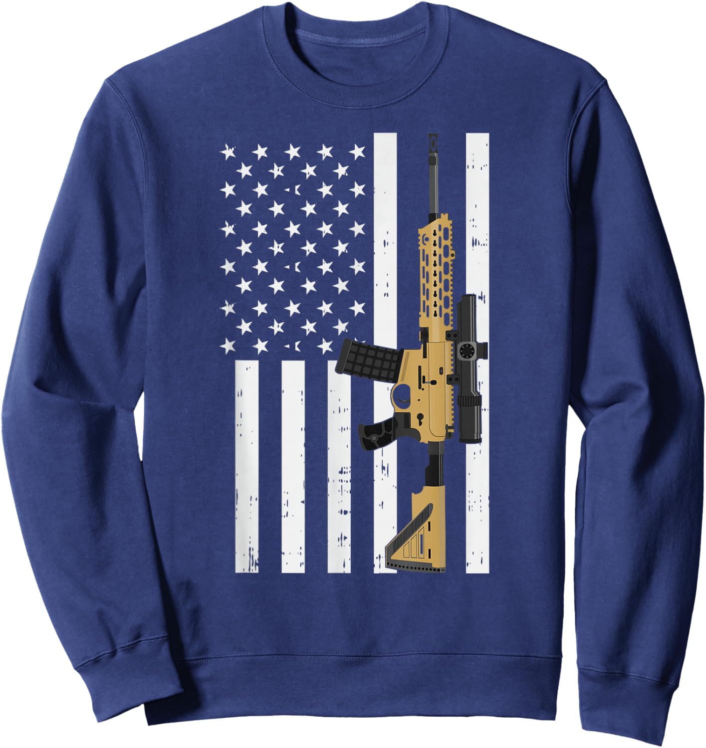Retro Rifle American Flag - USA Patriotic Gun Lover Gift Sweatshirt - Sweatshirt | Navy