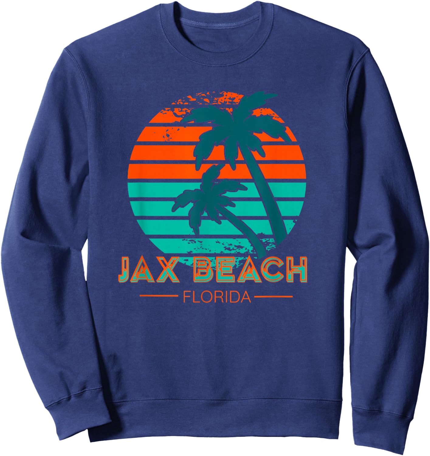 80s Retro Jacksonville Florida Vacation Souvenir Jax Beach Sweatshirt - Sweatshirt | Navy