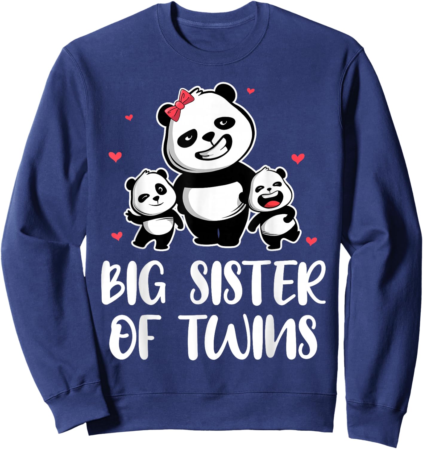 Big Sister of Twins Sis Panda Family Sister Birthday Gift Sweatshirt - Sweatshirt | Navy