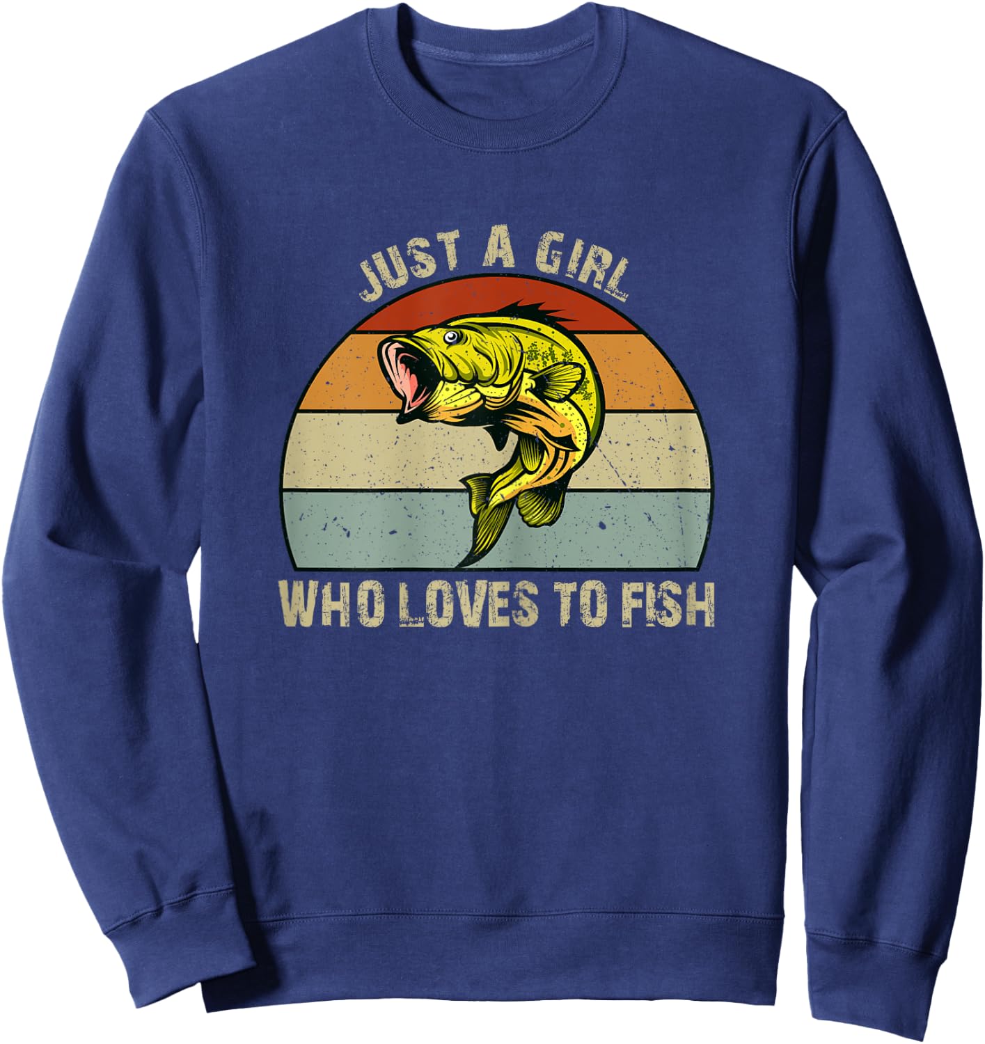 Girls Fishing Just a Girl Who Loves to Fish Sweatshirt - Sweatshirt | Navy
